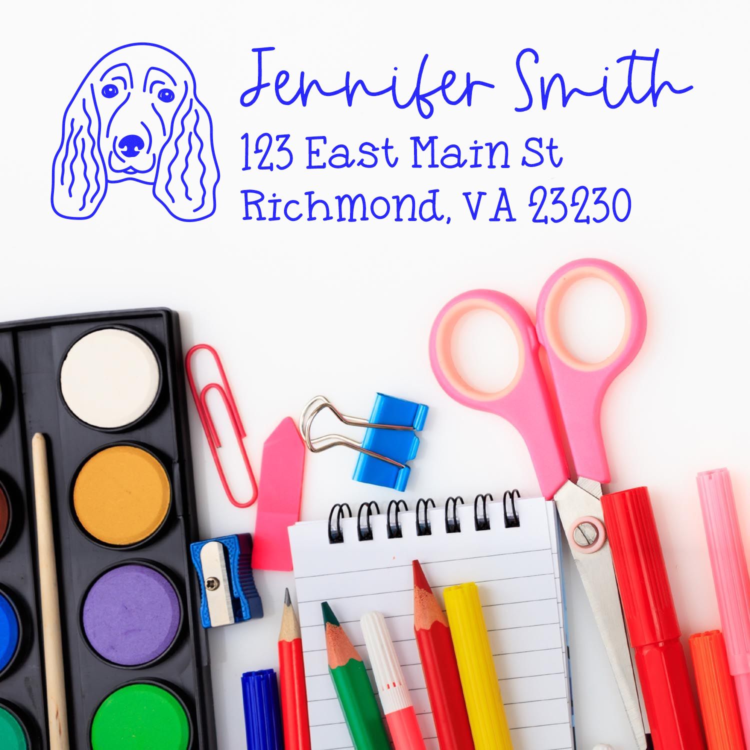 Slim Customized Address Stamp Spaniel Dog Outline - Engineer Seal Stamps