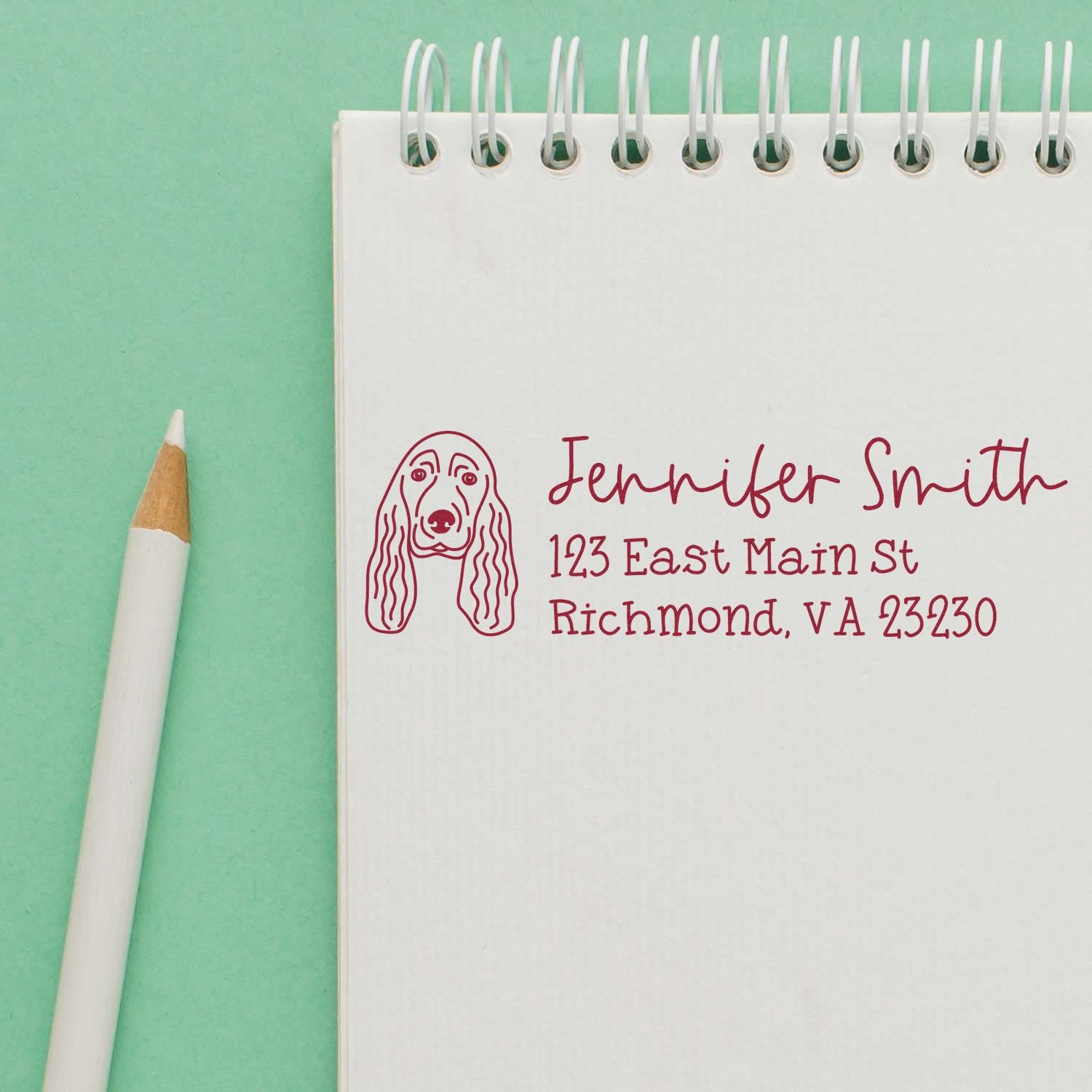 Slim Customized Address Stamp Spaniel Dog Outline - Engineer Seal Stamps