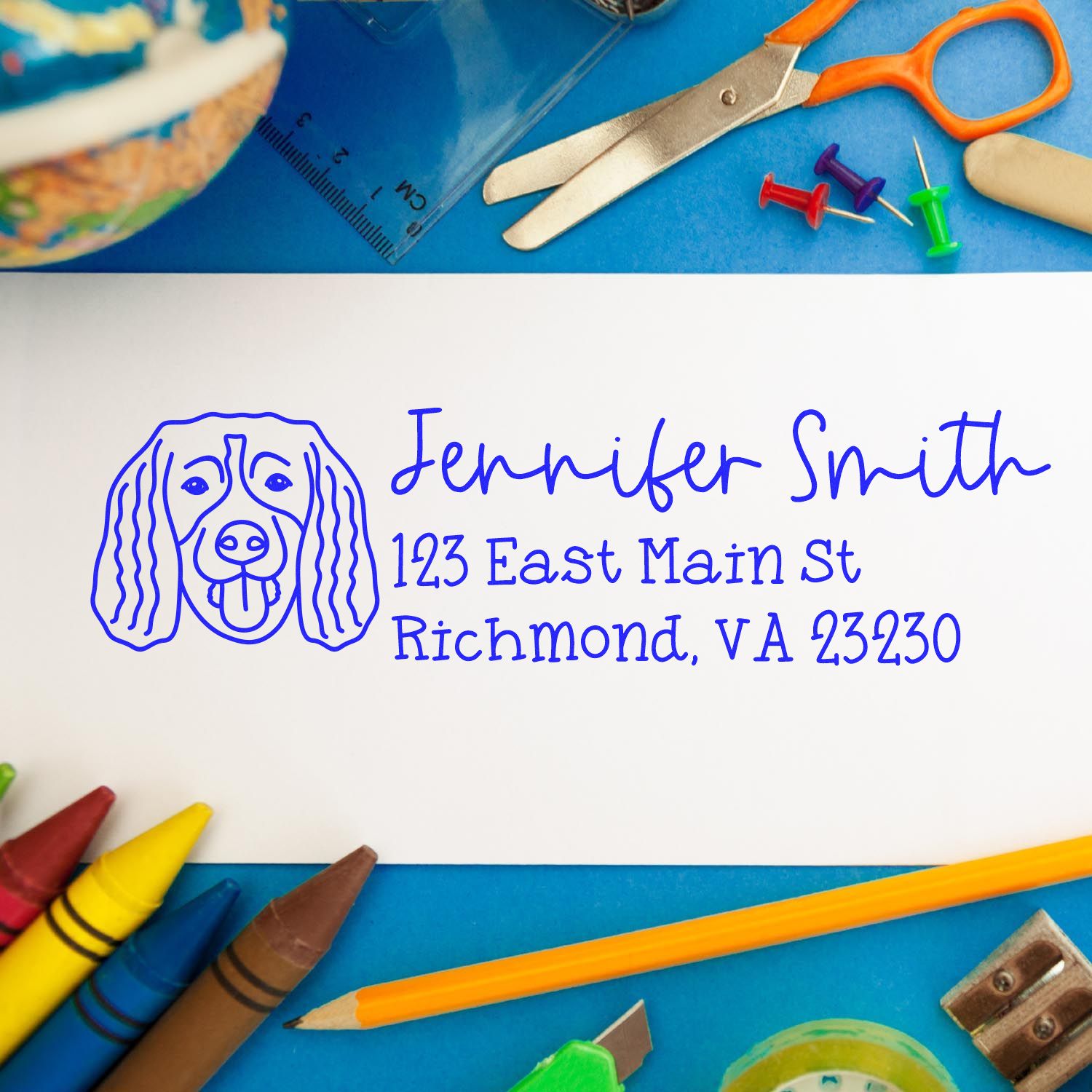 Wood Handle Springer Spaniel Dog Address Stamp Custom - Engineer Seal Stamps