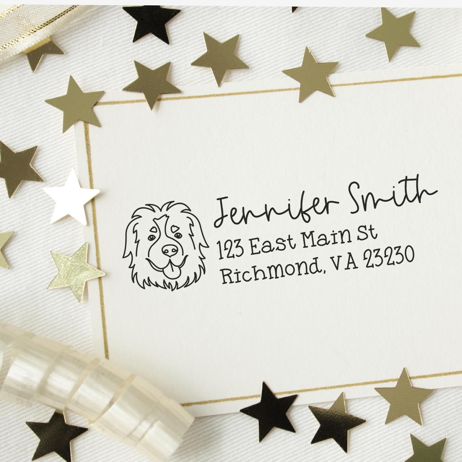 Wood Handle St Bernard Dog Address Stamp Custom - Engineer Seal Stamps