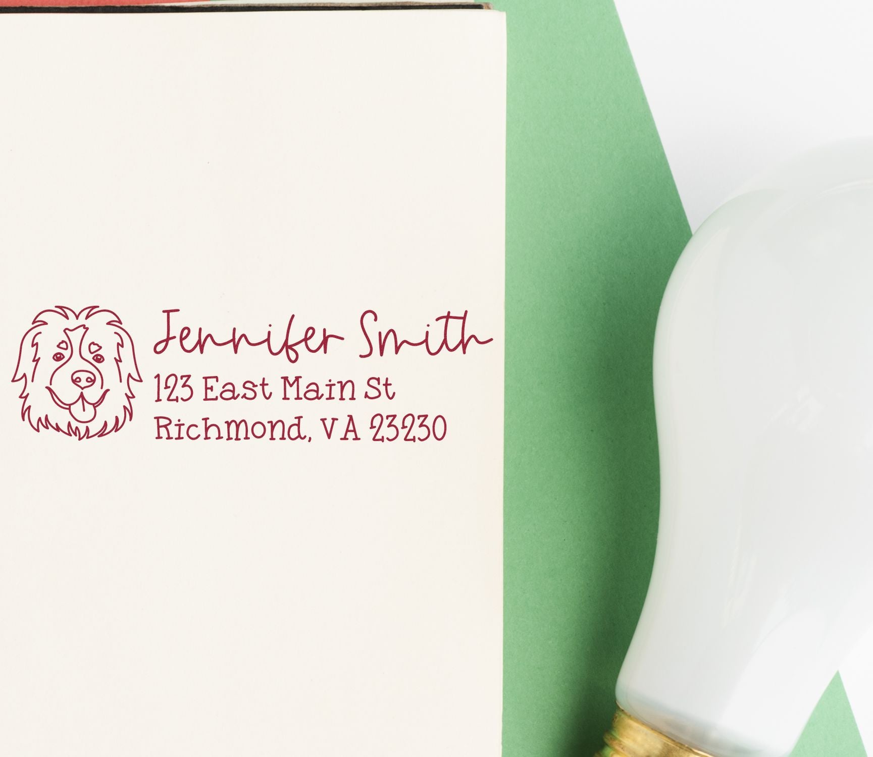 Slim Customized Address Stamp St Bernard Dog Outline - Engineer Seal Stamps
