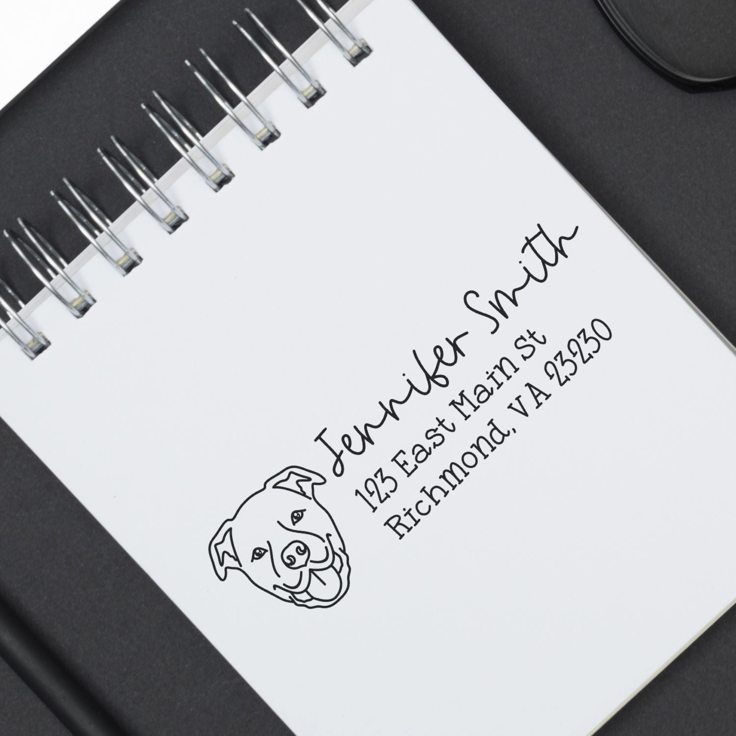 Wood Handle Staffordshire Bull Terrier Dog Address Stamp Custom - Engineer Seal Stamps