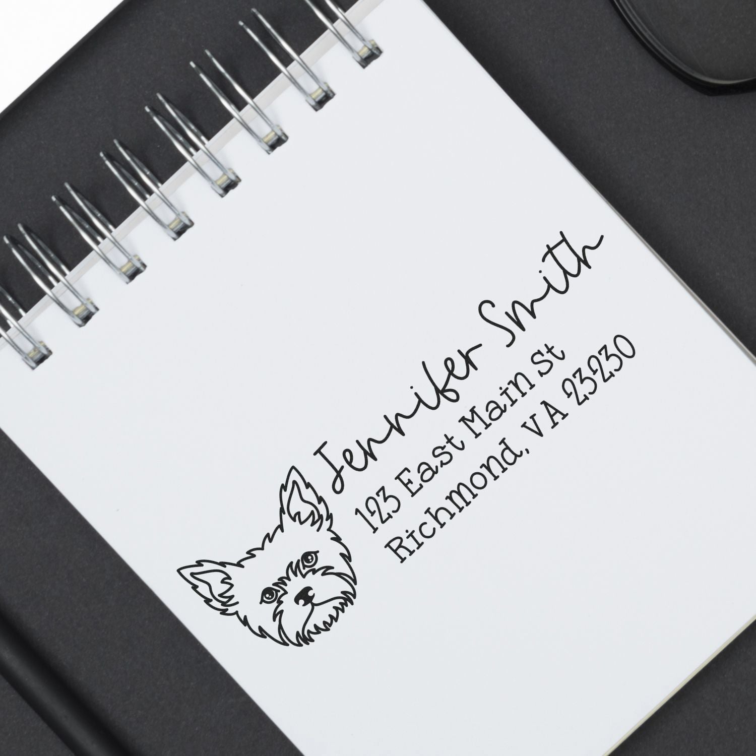 Wood Handle Yorkie Dog Address Stamp Custom - Engineer Seal Stamps
