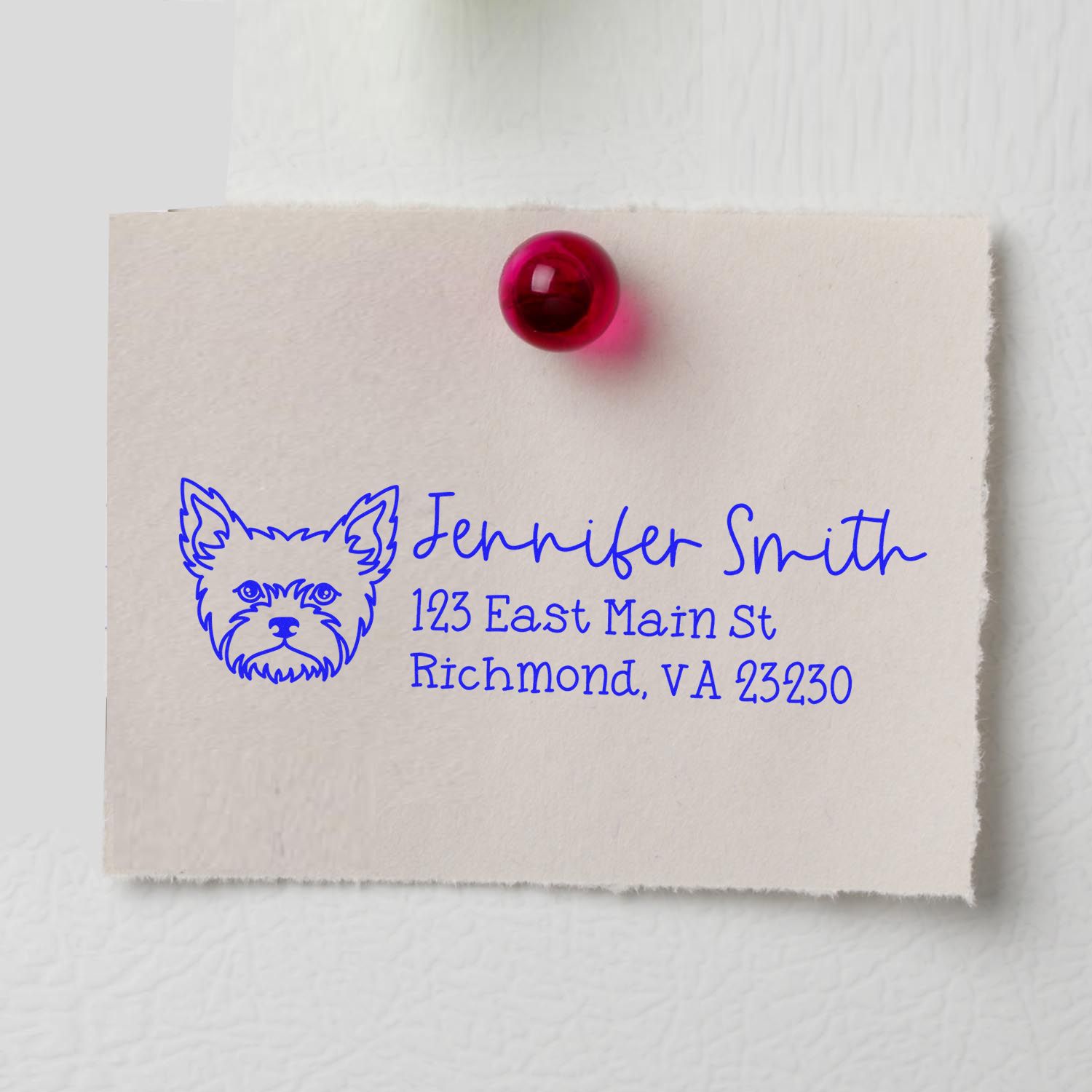 Wood Handle Yorkie Dog Address Stamp Custom - Engineer Seal Stamps