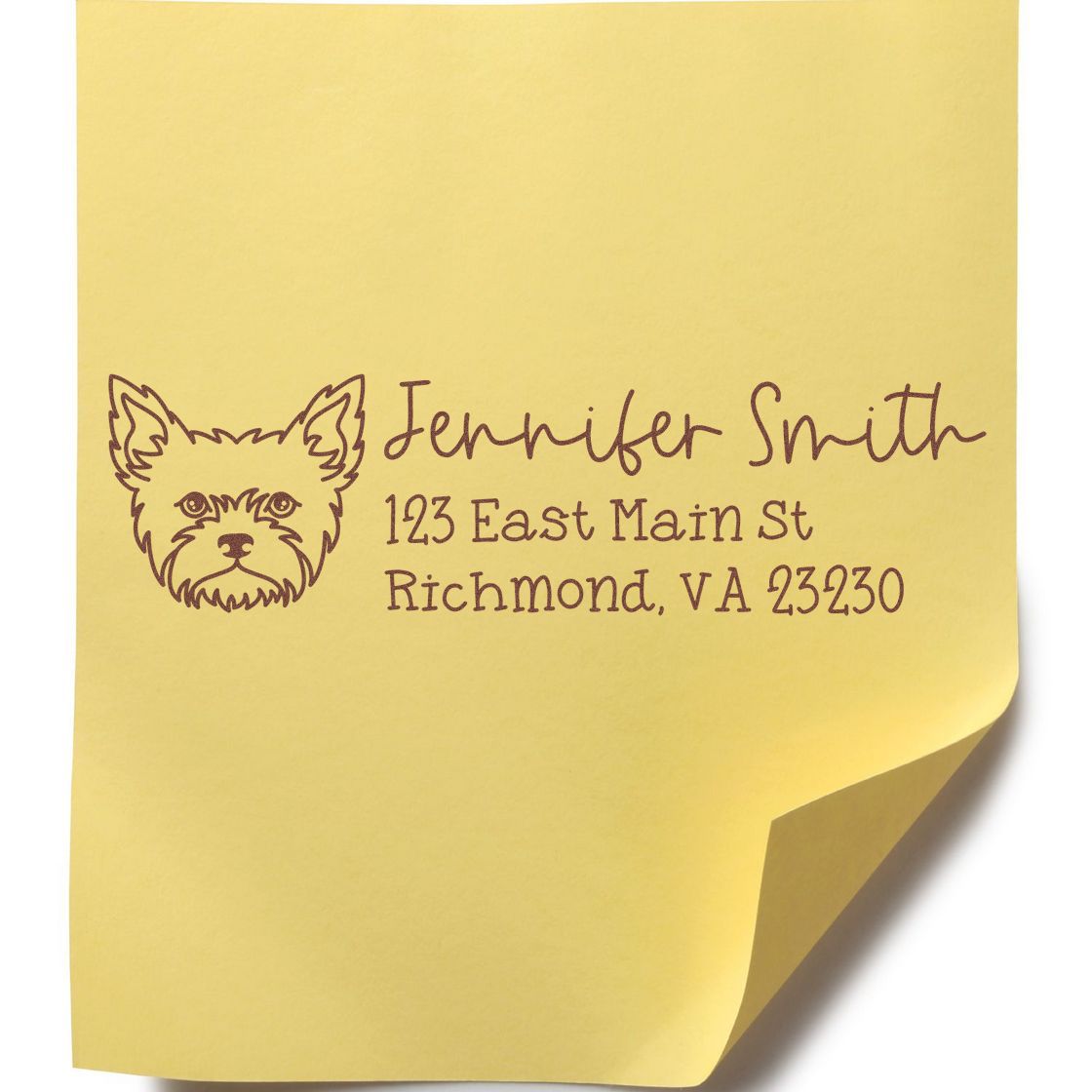 Wood Handle Yorkie Dog Address Stamp Custom - Engineer Seal Stamps