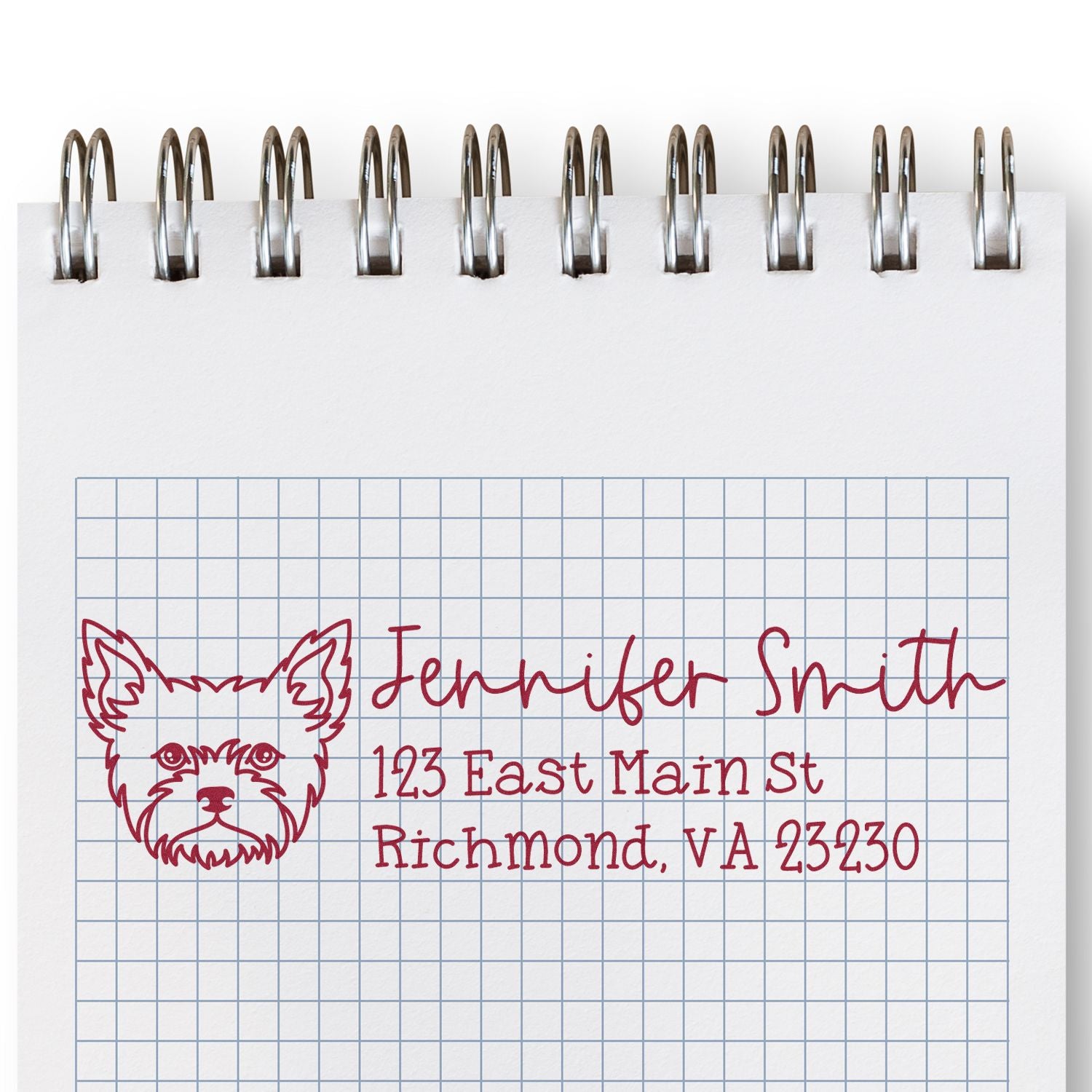 Wood Handle Yorkie Dog Address Stamp Custom - Engineer Seal Stamps