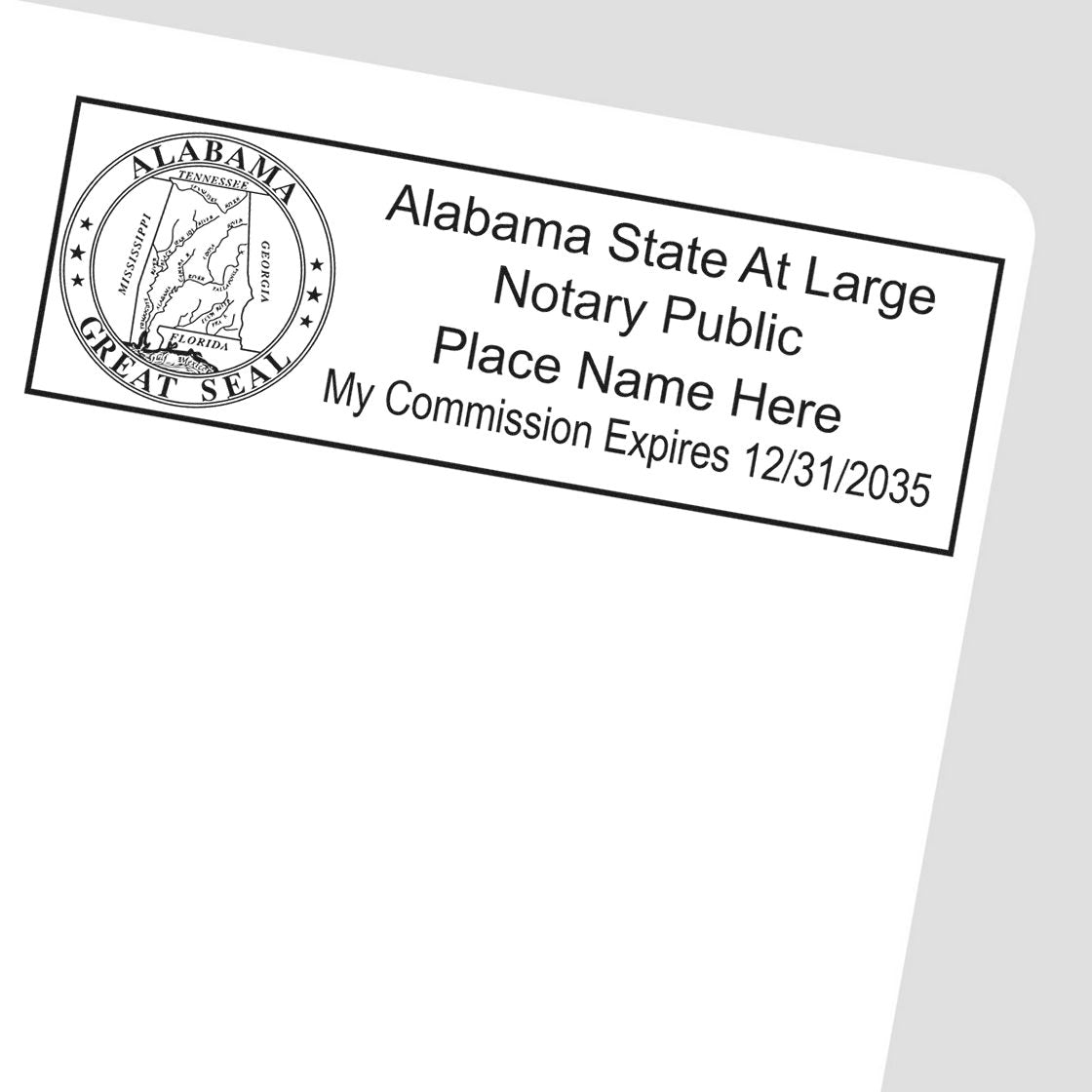 Rectangular Self Inking Alabama Notary Stamp and Alabama Notary Soft Seal