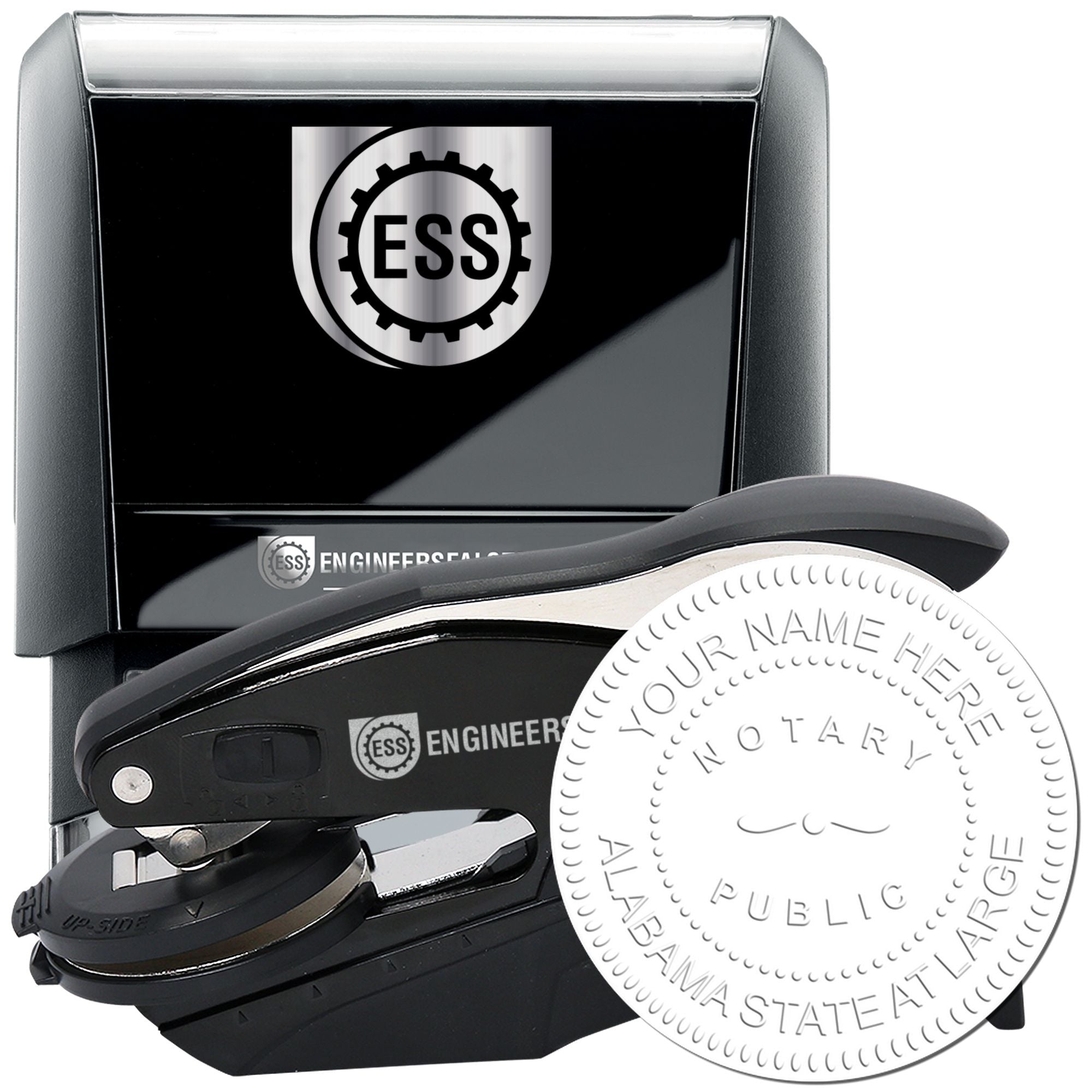 Rectangular Self Inking Alabama Notary Stamp and Hybrid Seal Embosser Kit - Engineer Seal Stamps