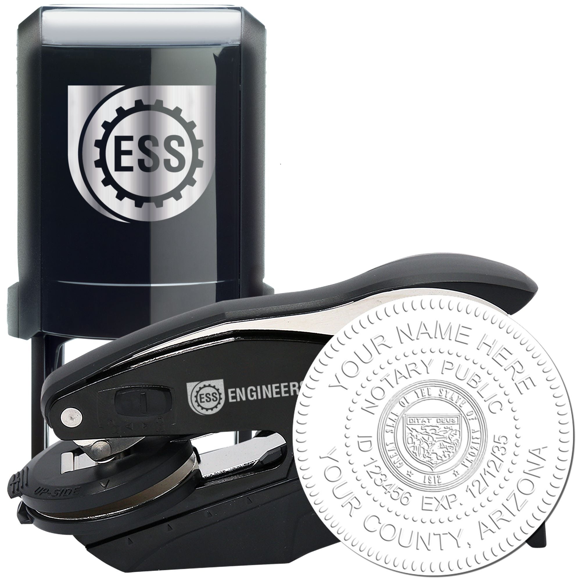 AZ Notary Stamp and Seal, Hybrid Seal with Round Self-Inking Notary Stamp - Engineer Seal Stamps