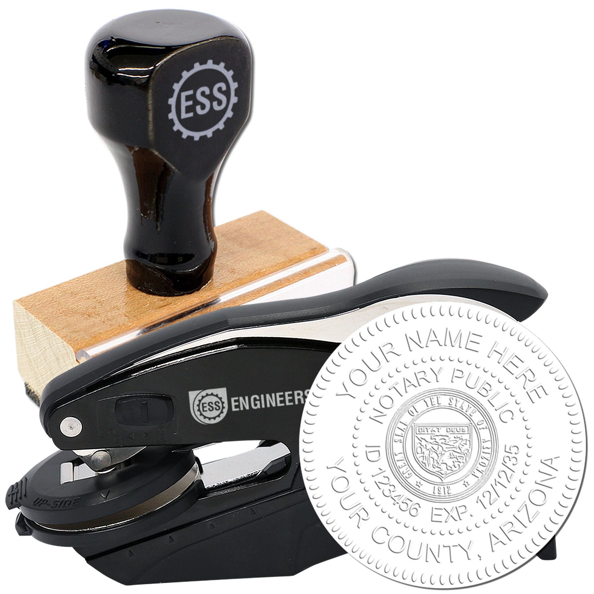 AZ Hybrid Seal and Notary Rectangular Wood Stamp Kit - Engineer Seal Stamps