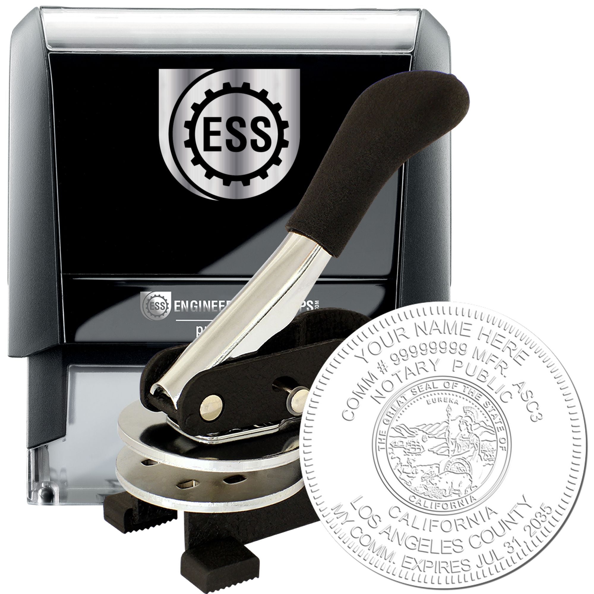 California Notary Desk Seal with Rectangular Self Inking Notary Stamp Bundle - Engineer Seal Stamps