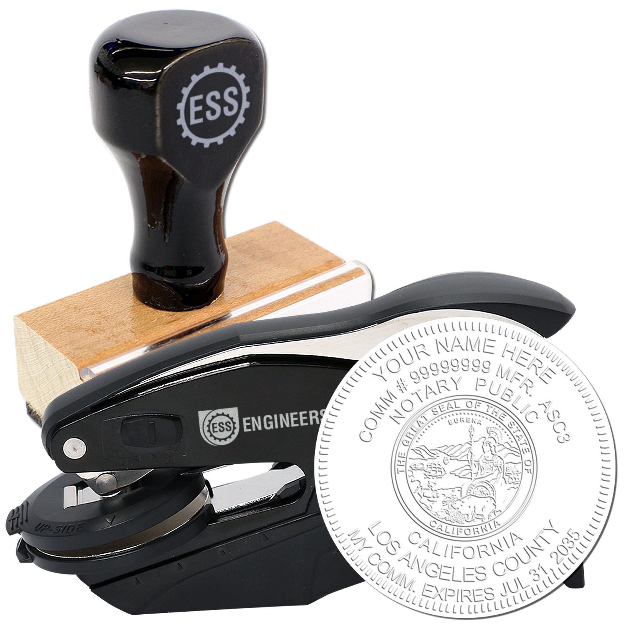 CA Hybrid Seal and Notary Rectangular Wood Stamp Kit - Engineer Seal Stamps