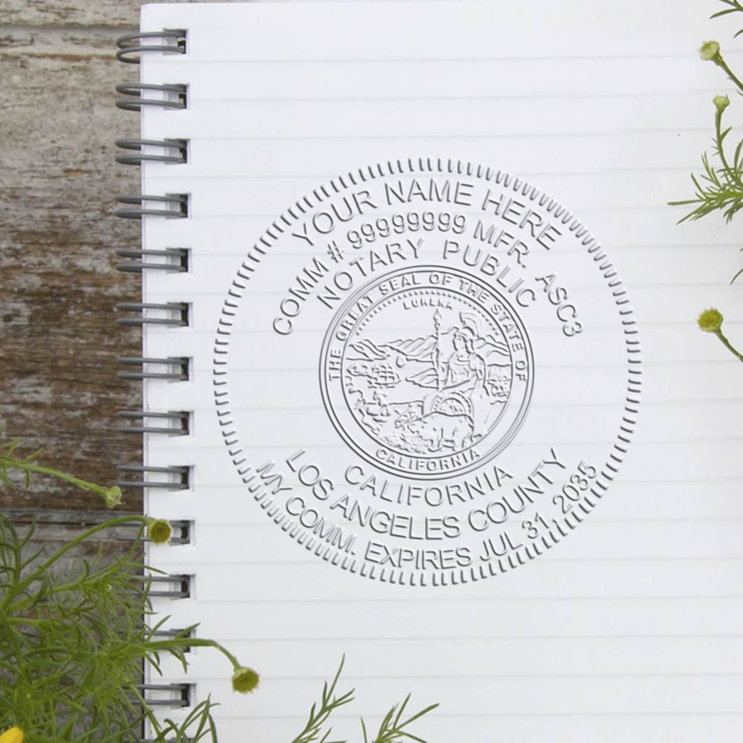 California Rectangular Slim Notary Stamp and Seal Kit - Engineer Seal Stamps