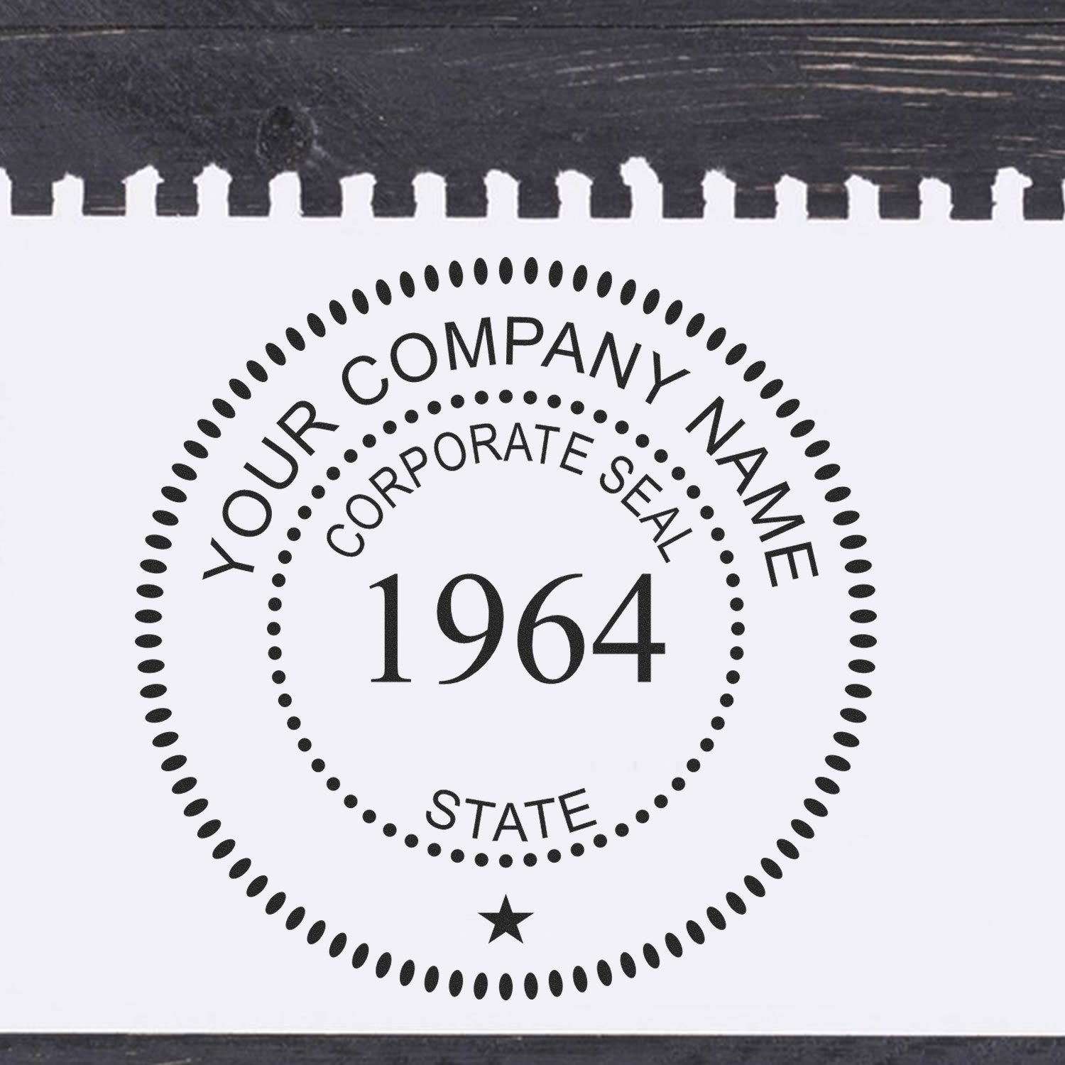 Wood Handle Corpoate Seal Stamp with Year - Engineer Seal Stamps