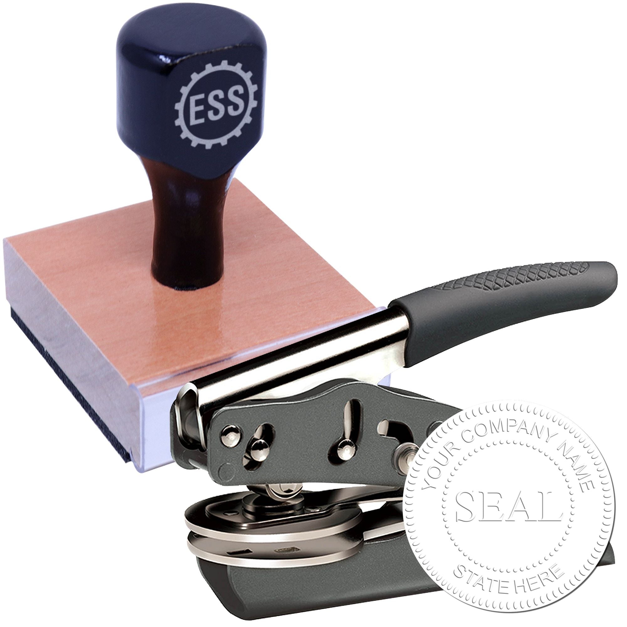 Standard Soft Seal Business Seal Combo with Wood Handle Stamp - Engineer Seal Stamps