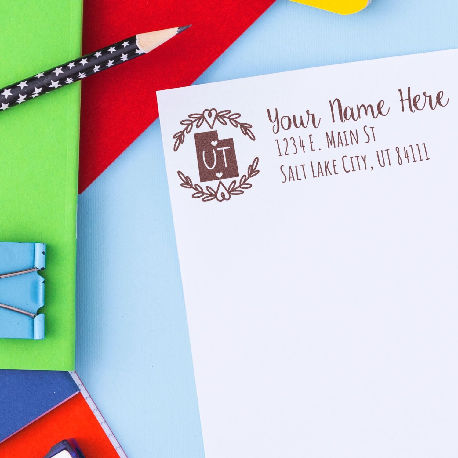 PSI Pre-Inked Utah State Customized Address Stamp - Engineer Seal Stamps