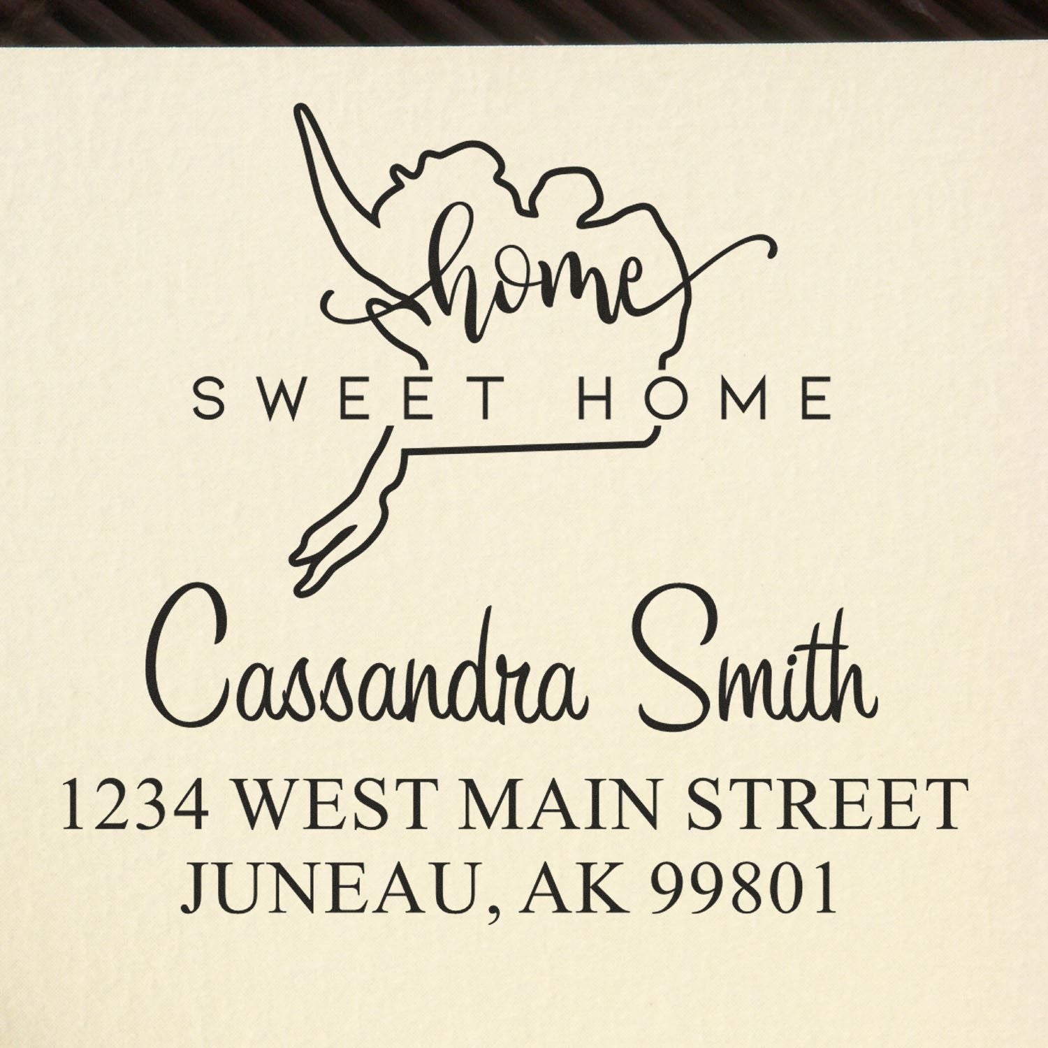 Wood Handle Home Sweet Home Alaska Personalized Address Stamper - Engineer Seal Stamps