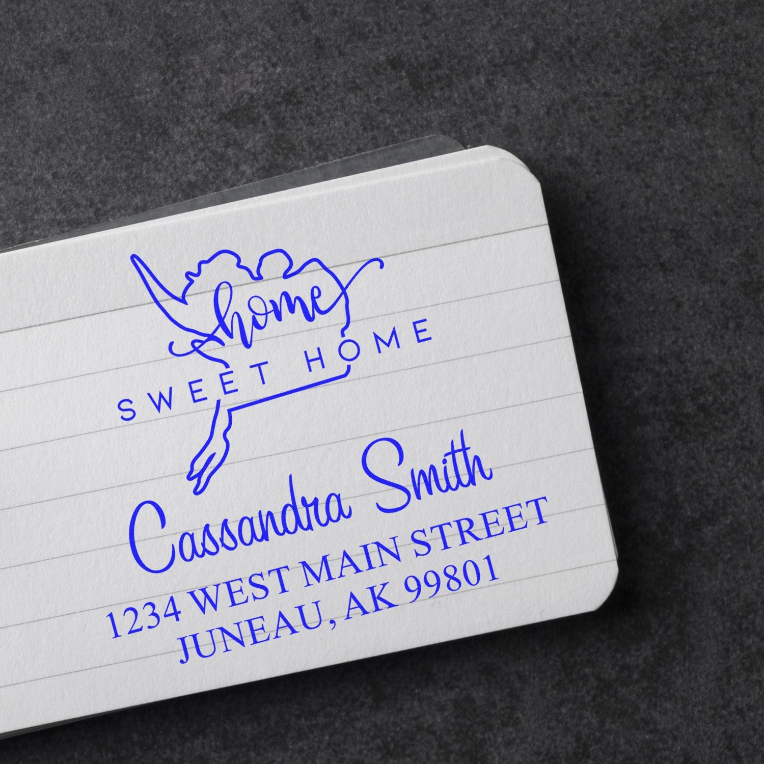 Wood Handle Home Sweet Home Alaska Personalized Address Stamper - Engineer Seal Stamps