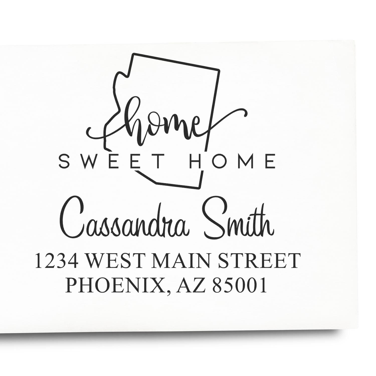 Slim Home Sweet Home Arizona Personalized Mailing Address Pre-Inked Stamp - Engineer Seal Stamps