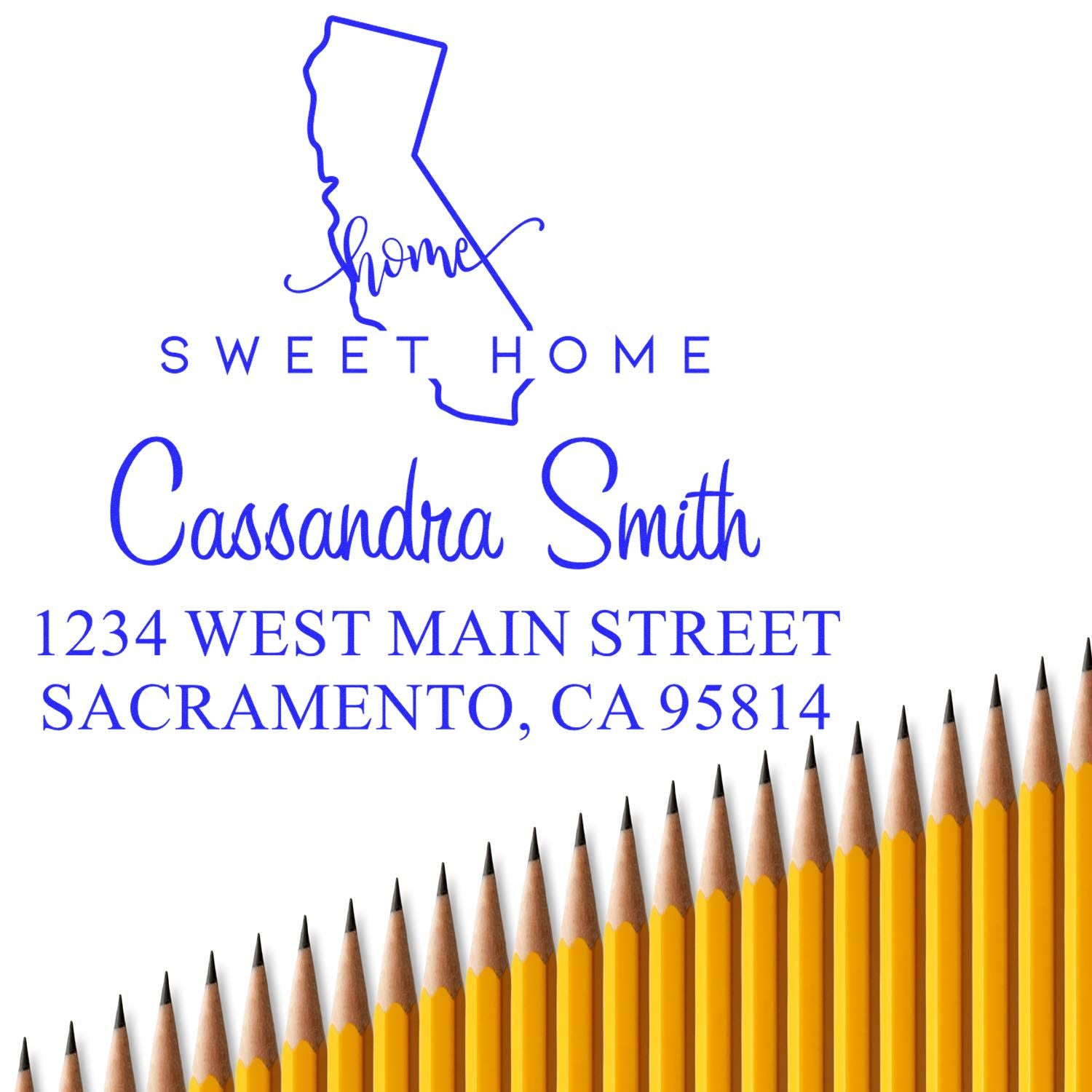 Slim Home Sweet Home California Personalized Mail Address Stamper - Engineer Seal Stamps