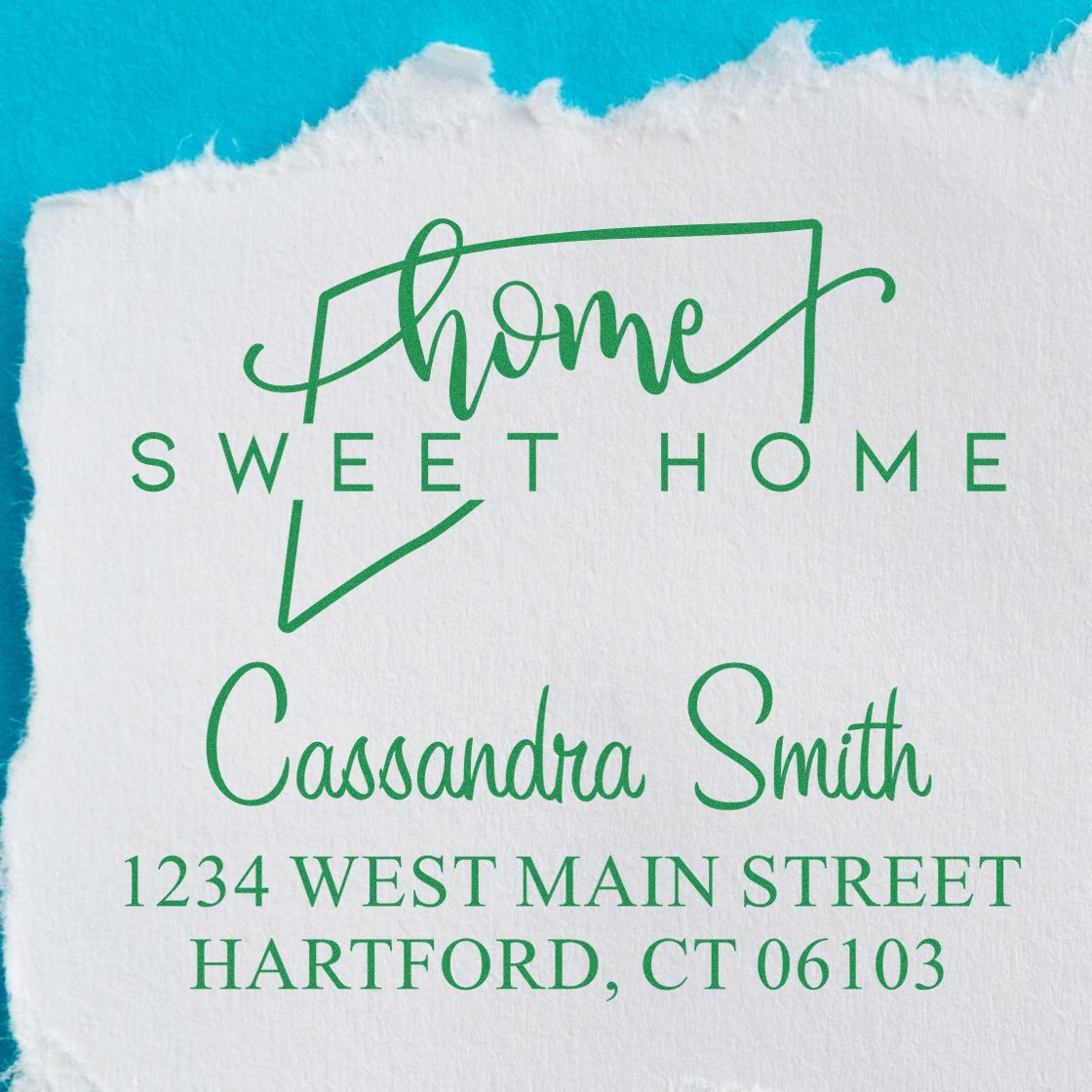 Wood Handle Home Sweet Home Connecticut Personalized Name and Address Stamp - Engineer Seal Stamps