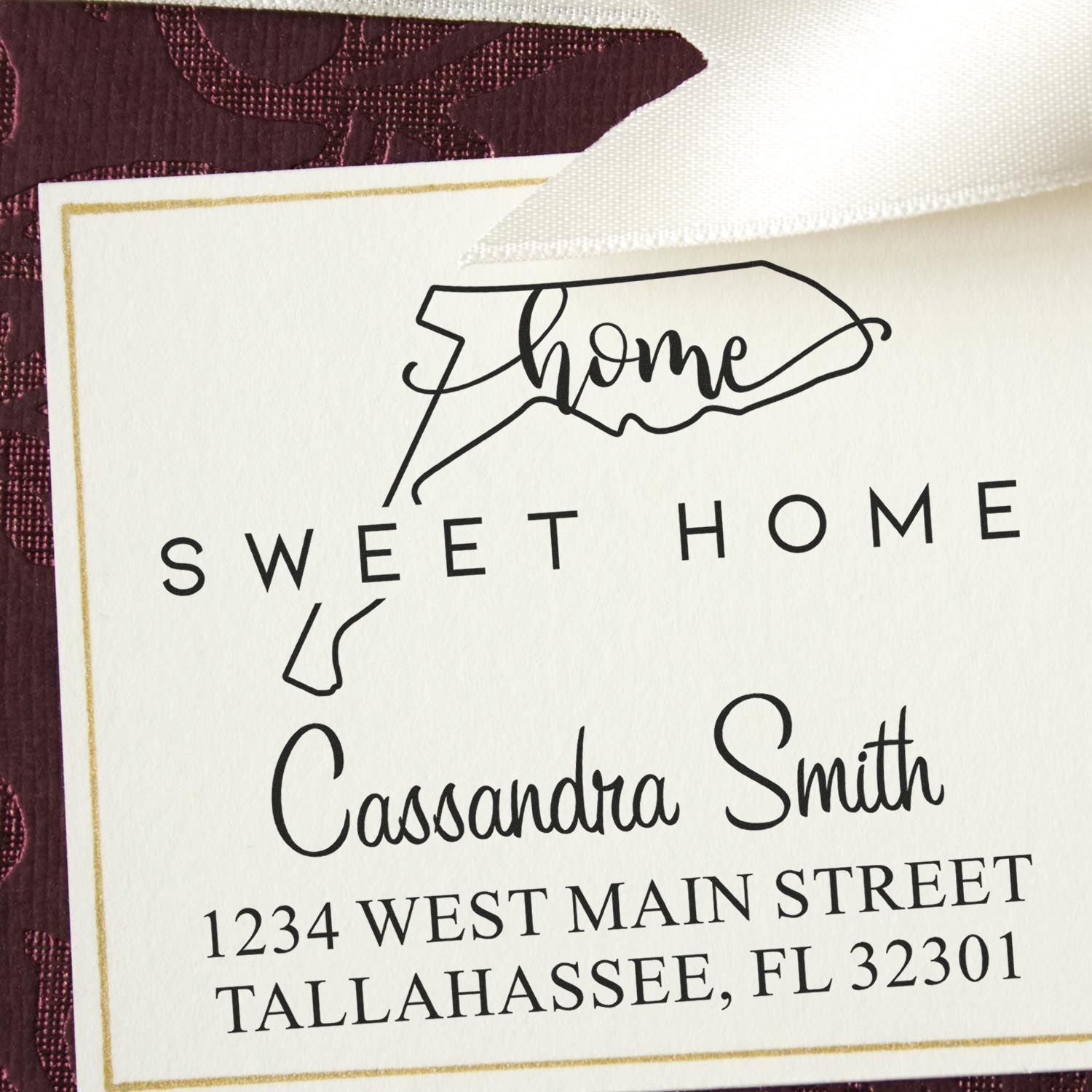 Wood Handle Home Sweet Home Florida Personalized Name and Address Rubber Stamp - Engineer Seal Stamps