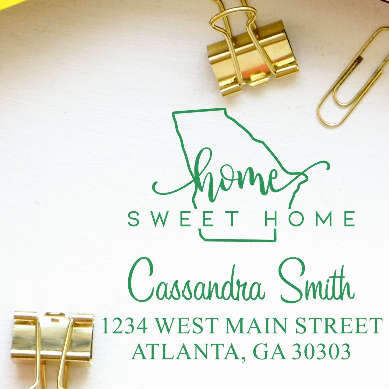 Self-Inking Home Sweet Home Georgia Personalized Home Address Rubber Stamp - Engineer Seal Stamps