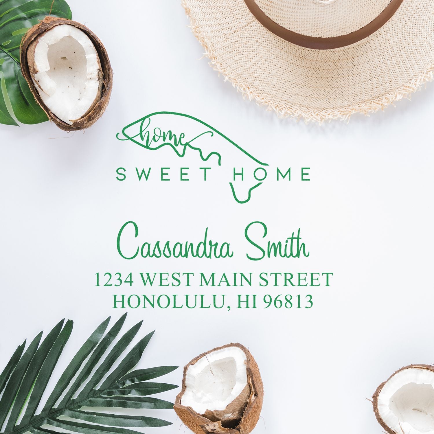 Slim Home Sweet Home Hawaii Personalized Home Address for Envelopes Stamper - Engineer Seal Stamps