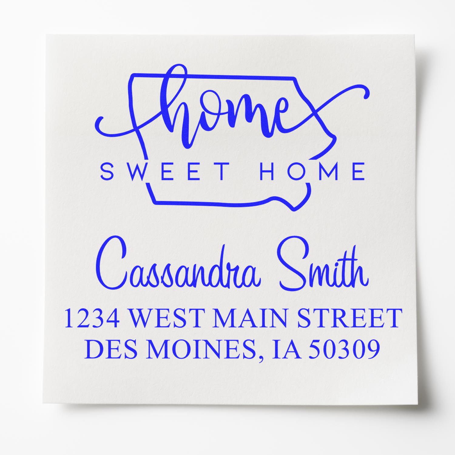 Wood Handle Home Sweet Home Iowa Personalized Mail Rubber Stamp - Engineer Seal Stamps