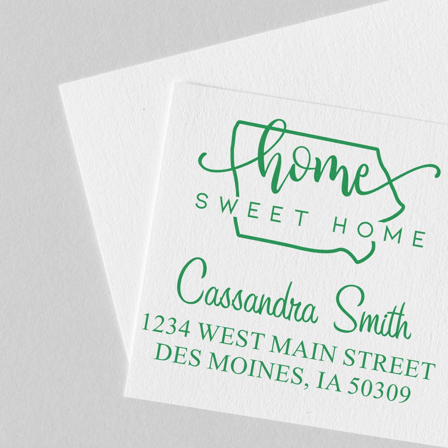 Slim Home Sweet Home Iowa Personalized Address Label Pre-Inked Stamp - Engineer Seal Stamps