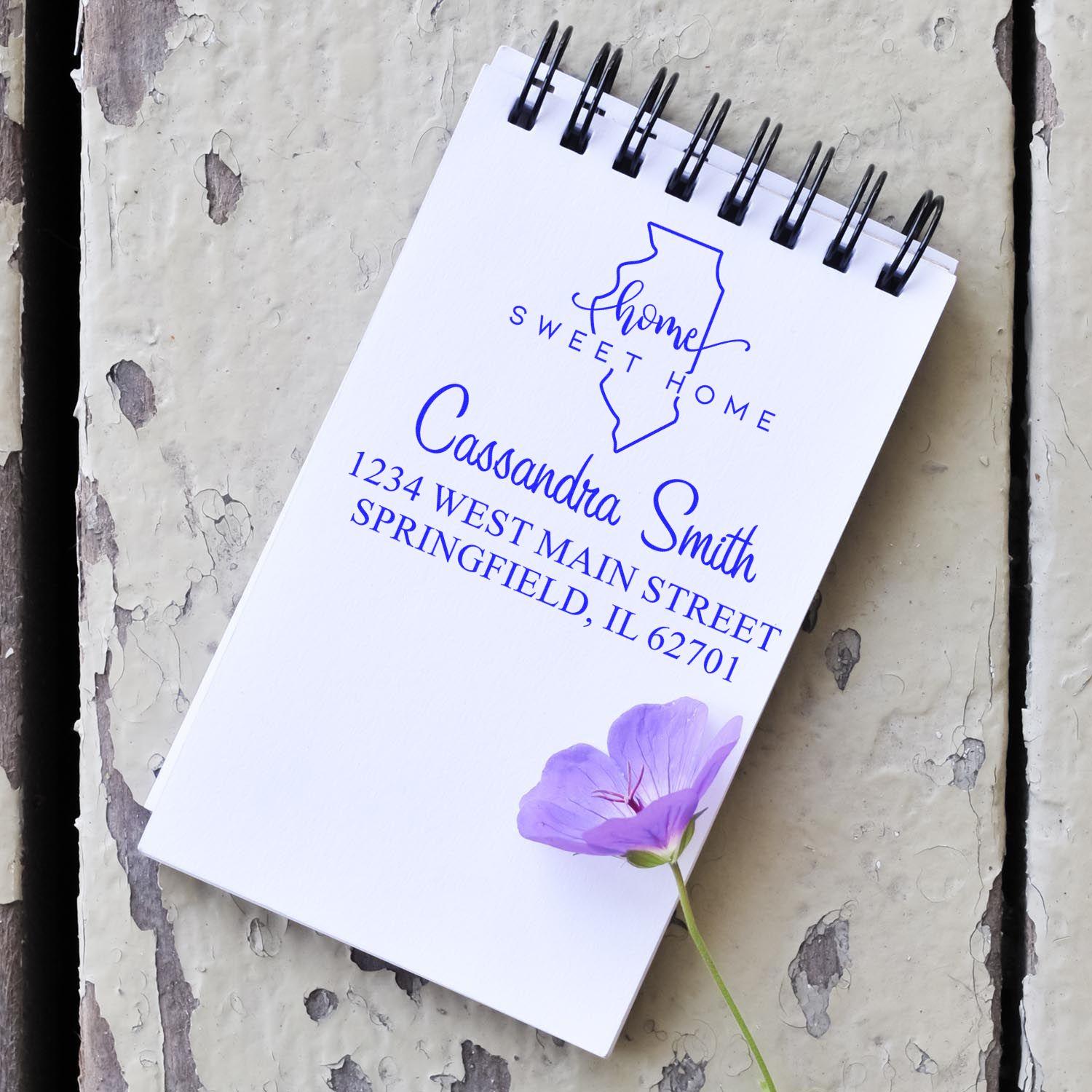 Self-Inking Home Sweet Home Illinois Personalized New Home Address Rubber Stamp - Engineer Seal Stamps