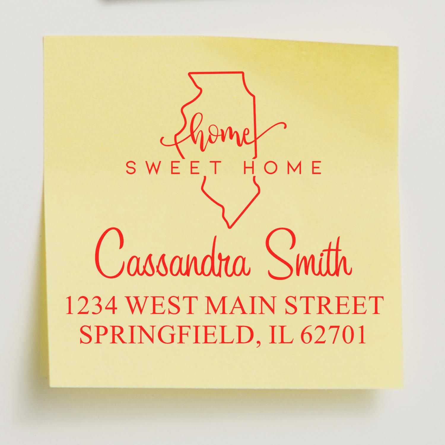 Wood Handle Home Sweet Home Illinois Personalized Mail Stamp - Engineer Seal Stamps