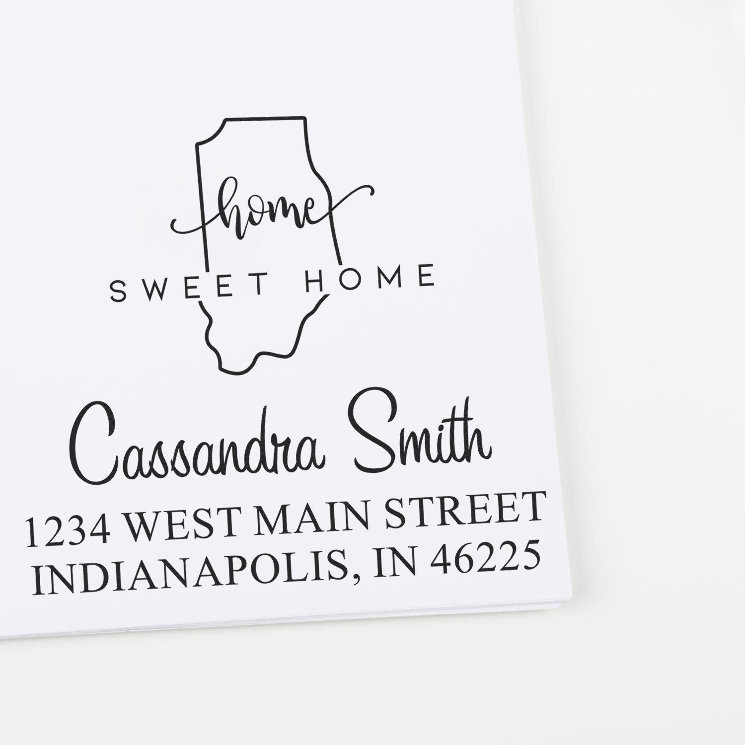 Slim Home Sweet Home Indiana Personalized Address Label Stamper - Engineer Seal Stamps