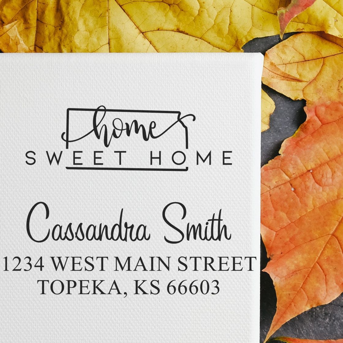 Slim Home Sweet Home Kansas Custom Address Stamp - Engineer Seal Stamps