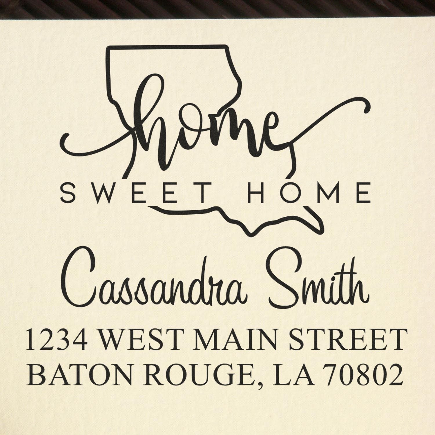 Slim Home Sweet Home Louisiana Custom Address Pre-Inked Stamp - Engineer Seal Stamps