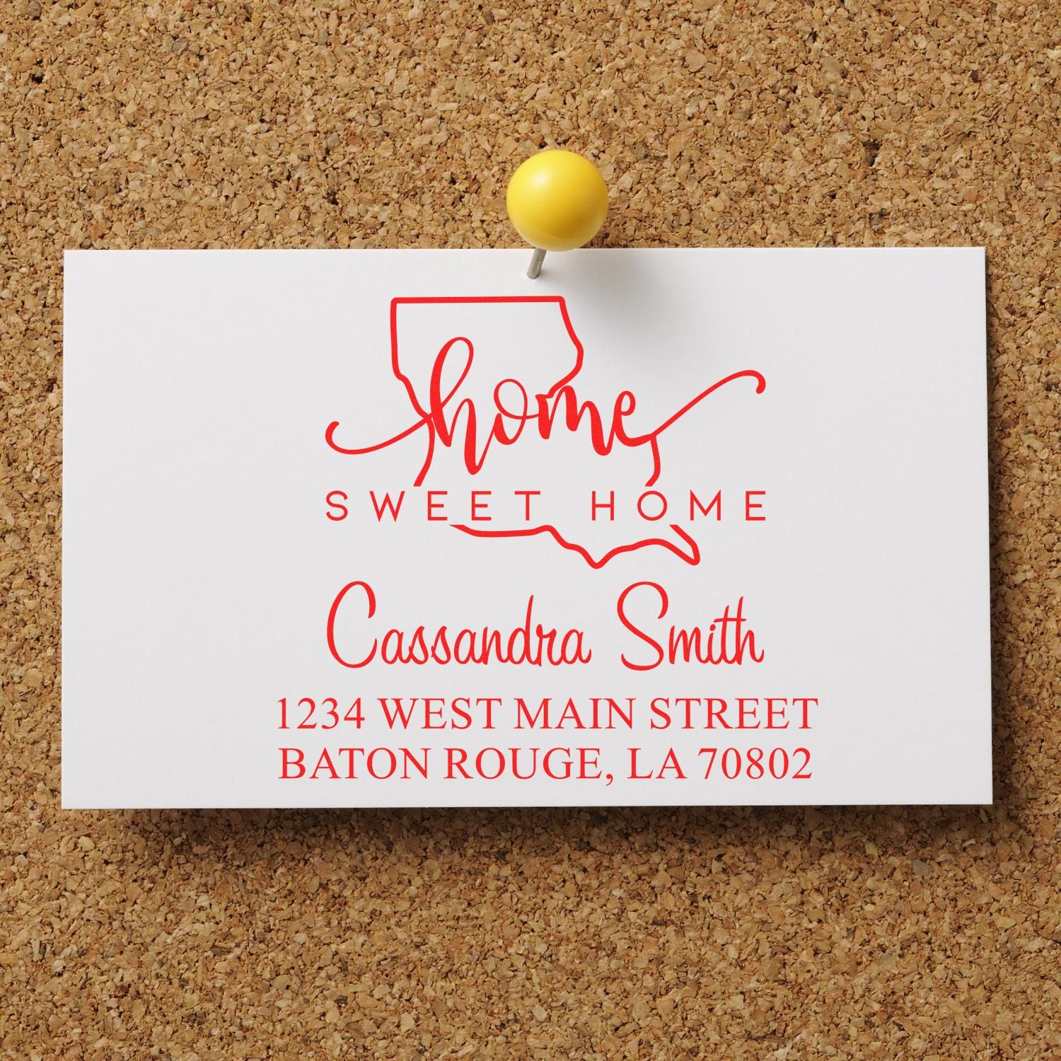 Wood Handle Home Sweet Home Louisiana Personalized Home Address Rubber Stamp - Engineer Seal Stamps