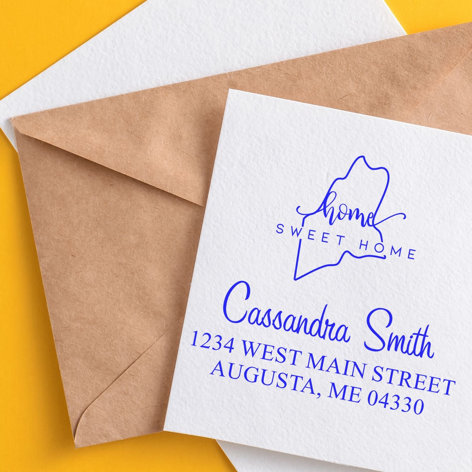 PSI Pre-Inked Home Sweet Home Maine Personalized Home Address for Envelopes Stamper - Engineer Seal Stamps