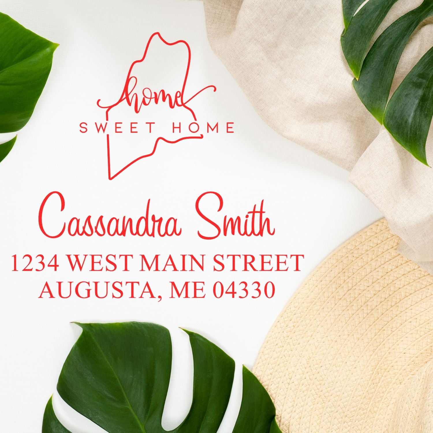 PSI Pre-Inked Home Sweet Home Maine Personalized Home Address for Envelopes Stamper - Engineer Seal Stamps