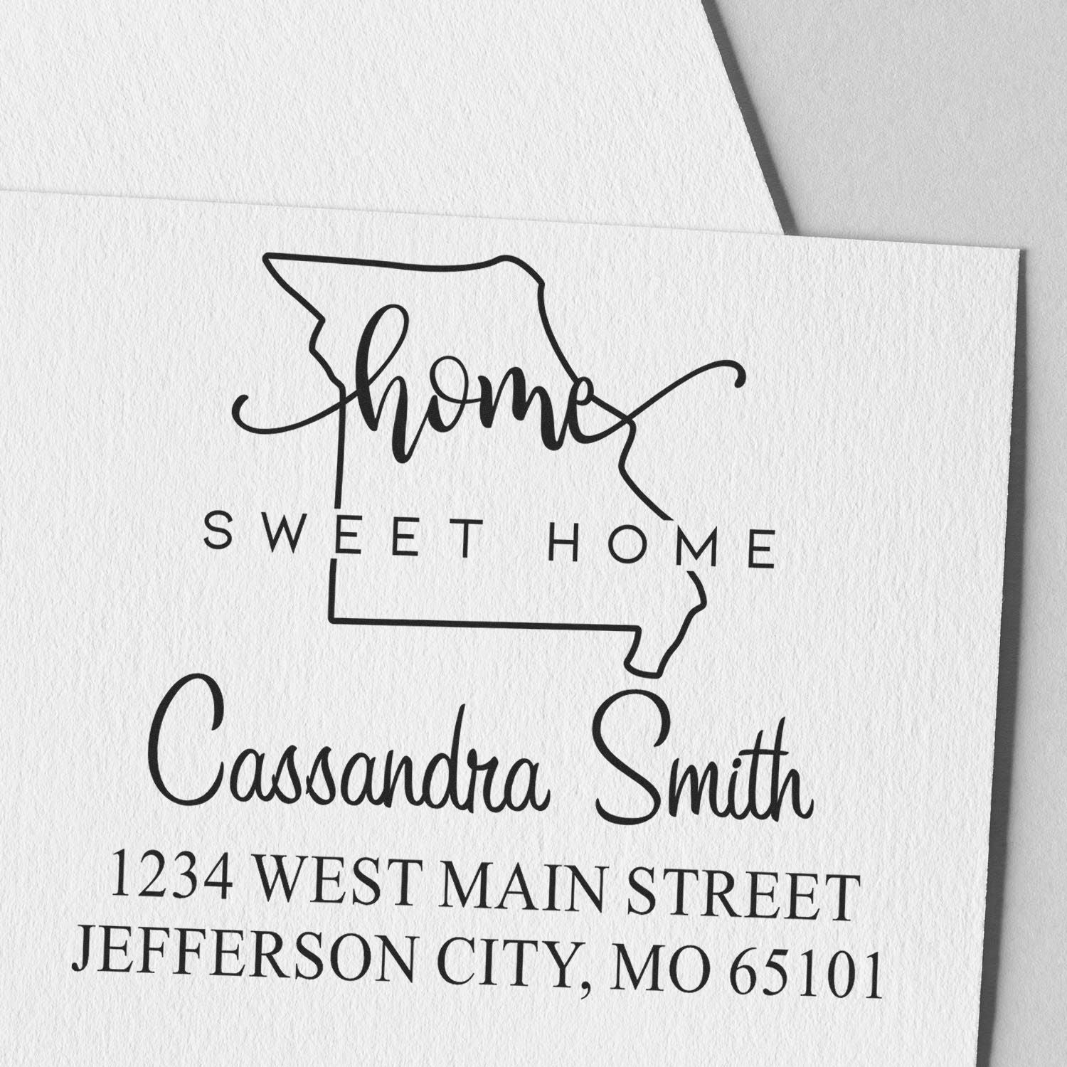 Wood Handle Home Sweet Home Missouri Personalized Mailing Address Stamp - Engineer Seal Stamps