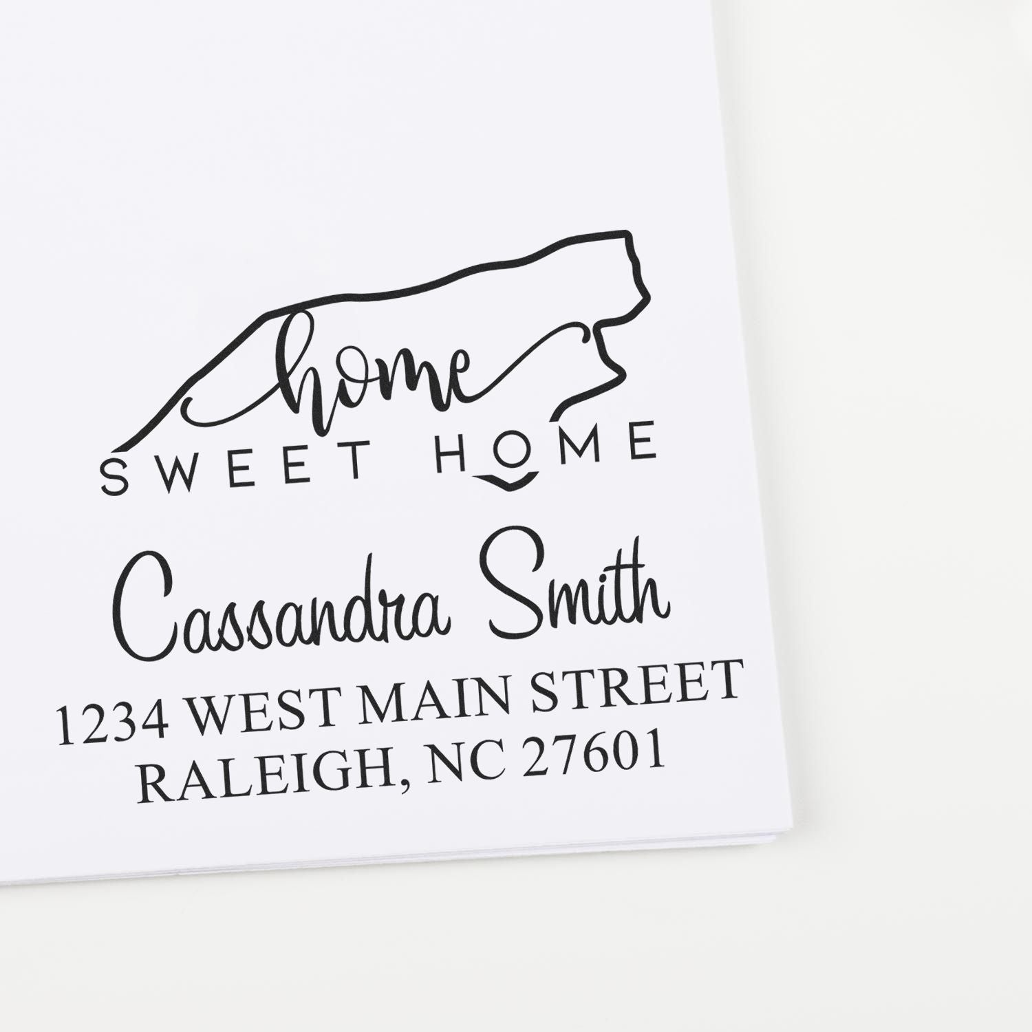 Wood Handle Home Sweet Home North Carolina Personalized New Address Rubber Stamp - Engineer Seal Stamps