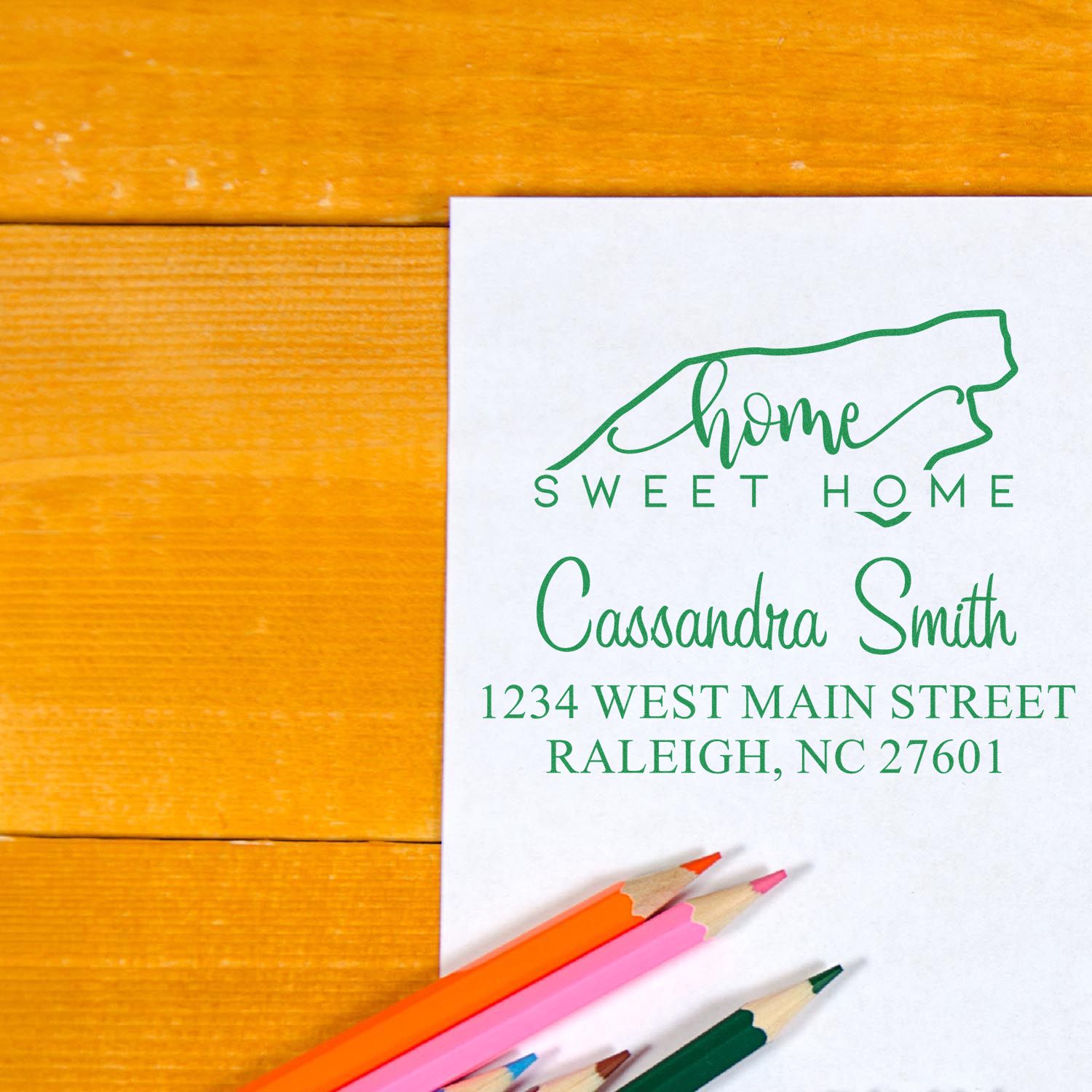 Slim Home Sweet Home North Carolina Custom Home Address Pre-Inked Stamp - Engineer Seal Stamps