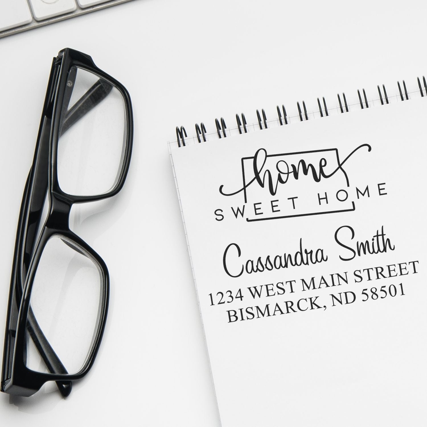 Slim Home Sweet Home North Dakota Custom New Home Address Stamp - Engineer Seal Stamps