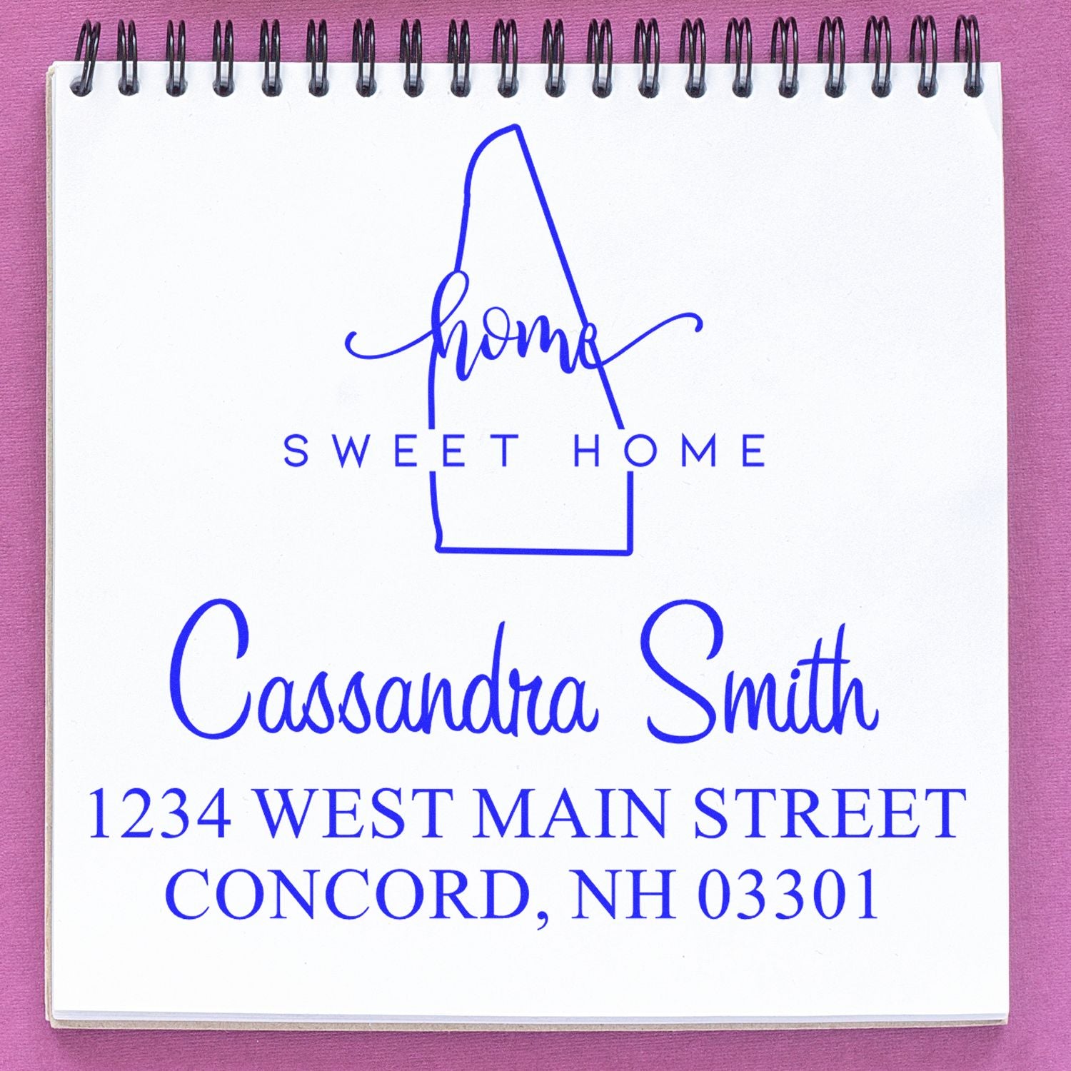 Wood Handle Home Sweet Home New Hampshire Personalized Mail Address Stamper - Engineer Seal Stamps