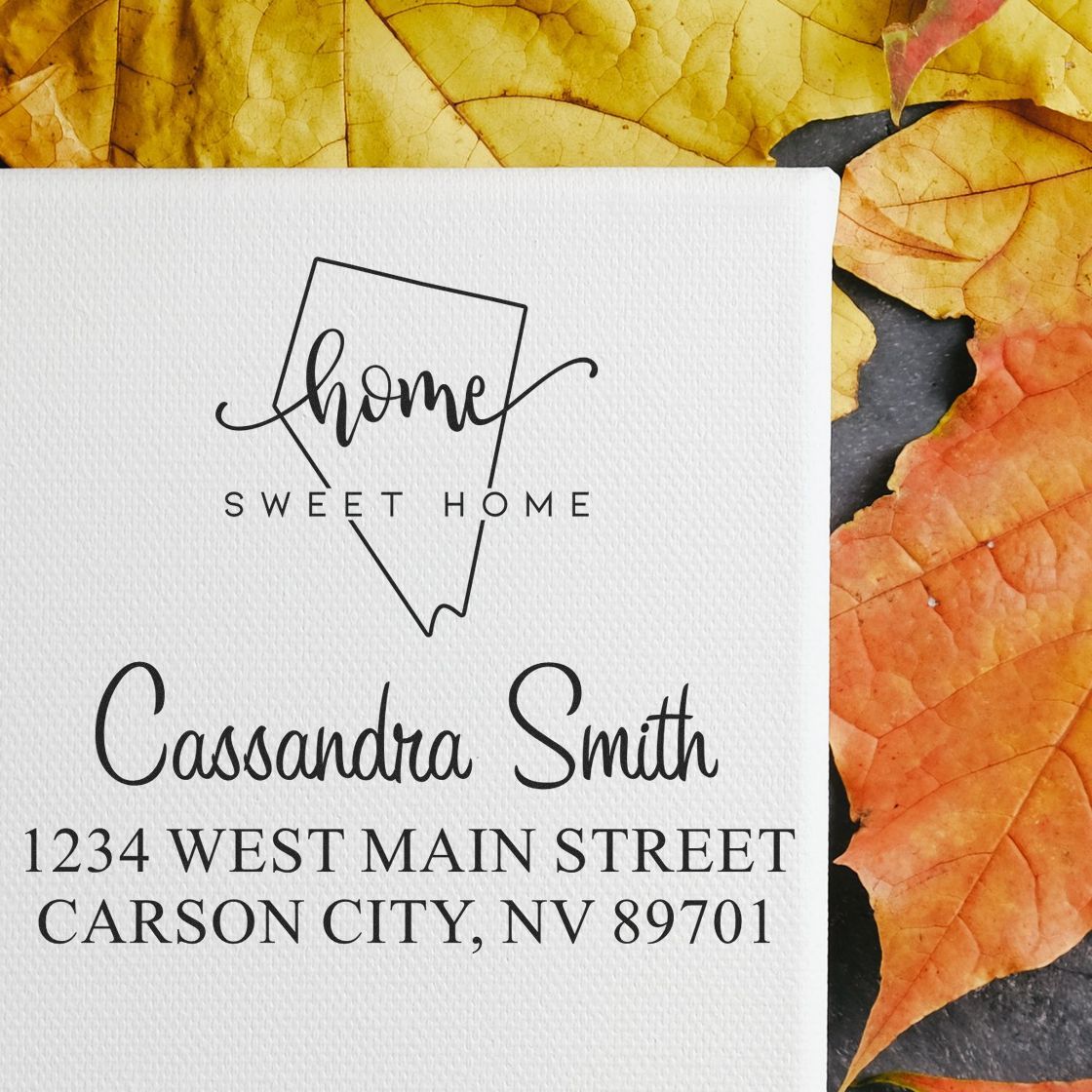 Self-Inking Home Sweet Home Nevada Personalized Home Address for Envelopes Rubber Stamp - Engineer Seal Stamps