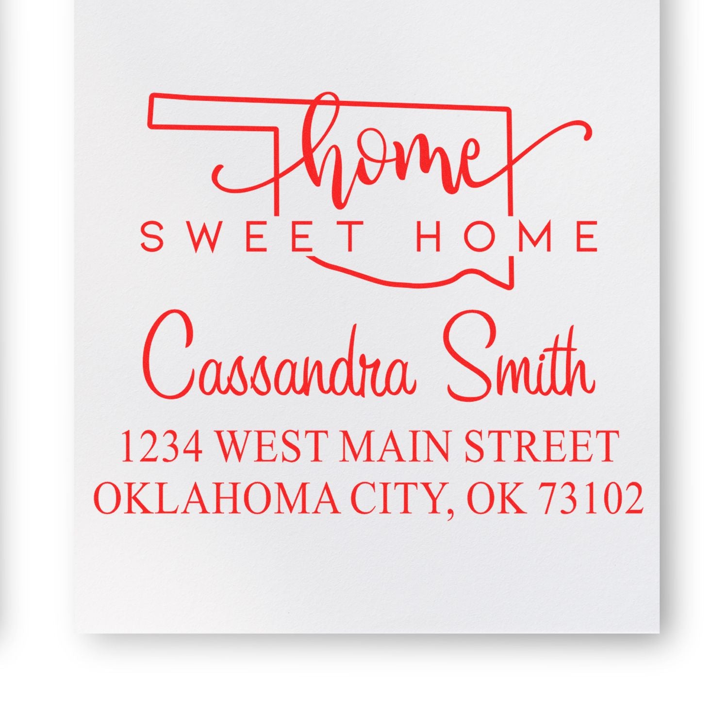 Wood Handle Home Sweet Home Oklahoma Personalized Home Address for Envelopes Rubber Stamp - Engineer Seal Stamps
