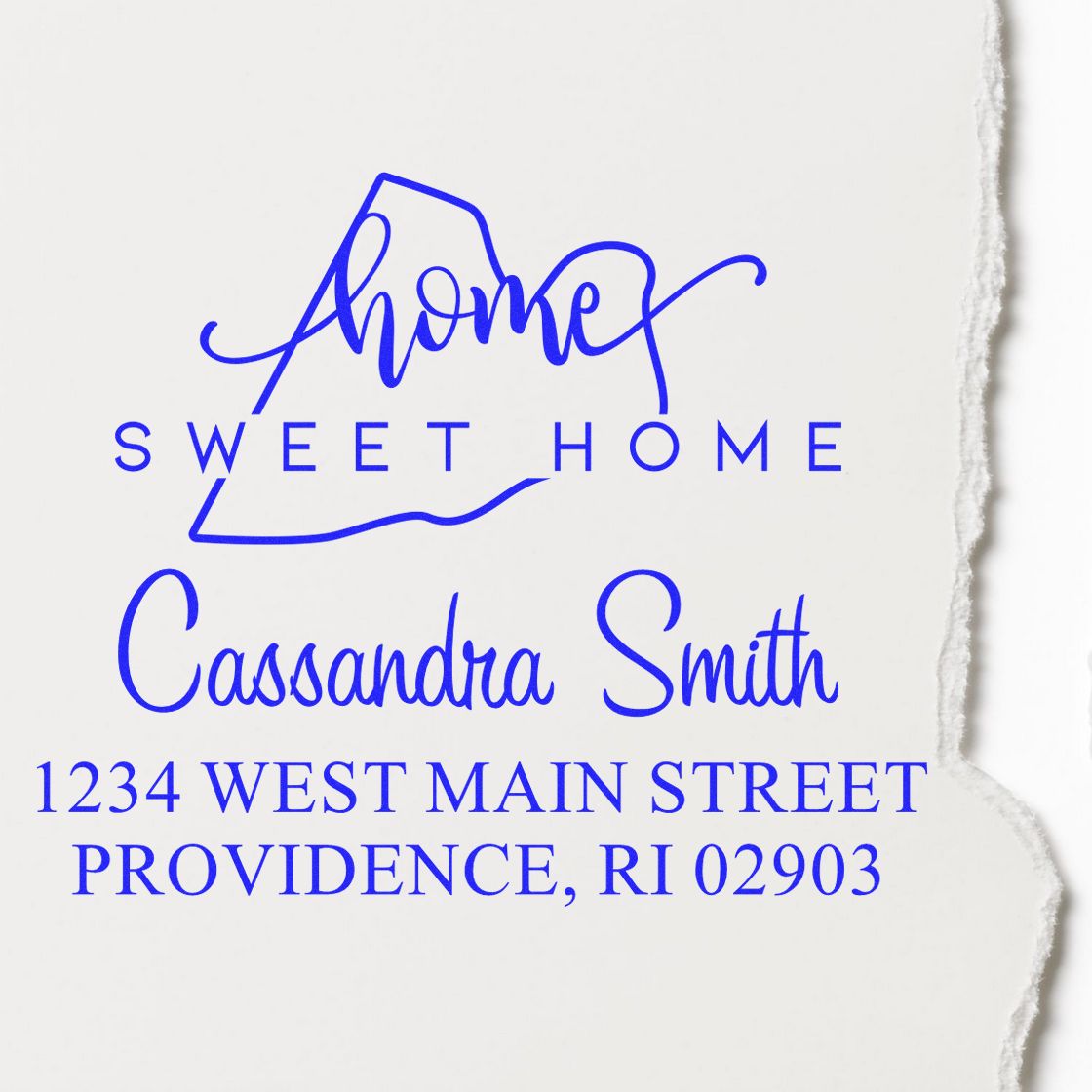 Slim Home Sweet Home Rhode Island Custom Address Return Pre-Inked Stamp - Engineer Seal Stamps