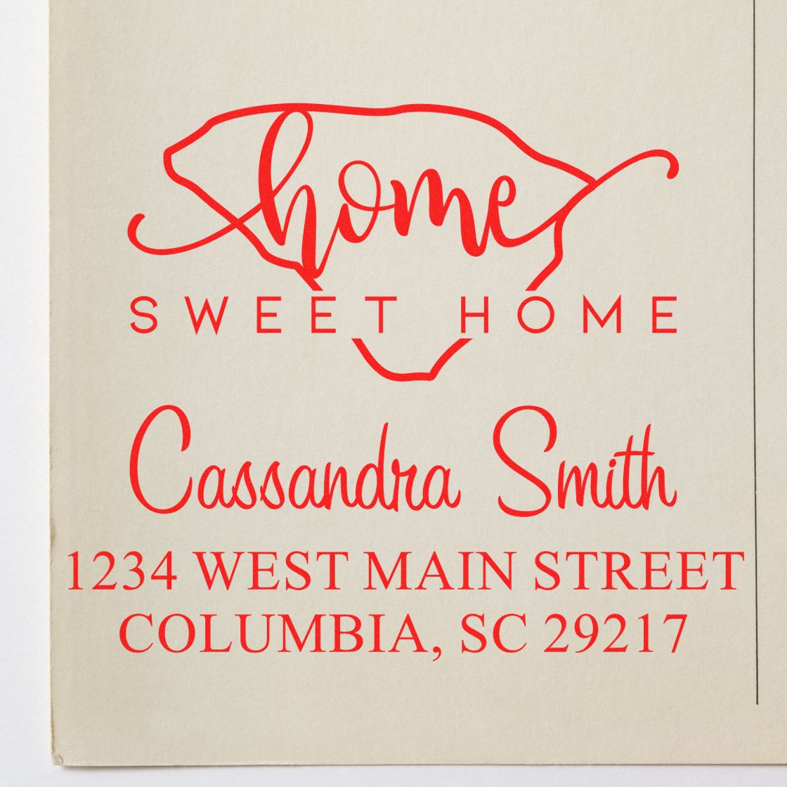 Wood Handle Home Sweet Home South Carolina Custom Address Stamp - Engineer Seal Stamps