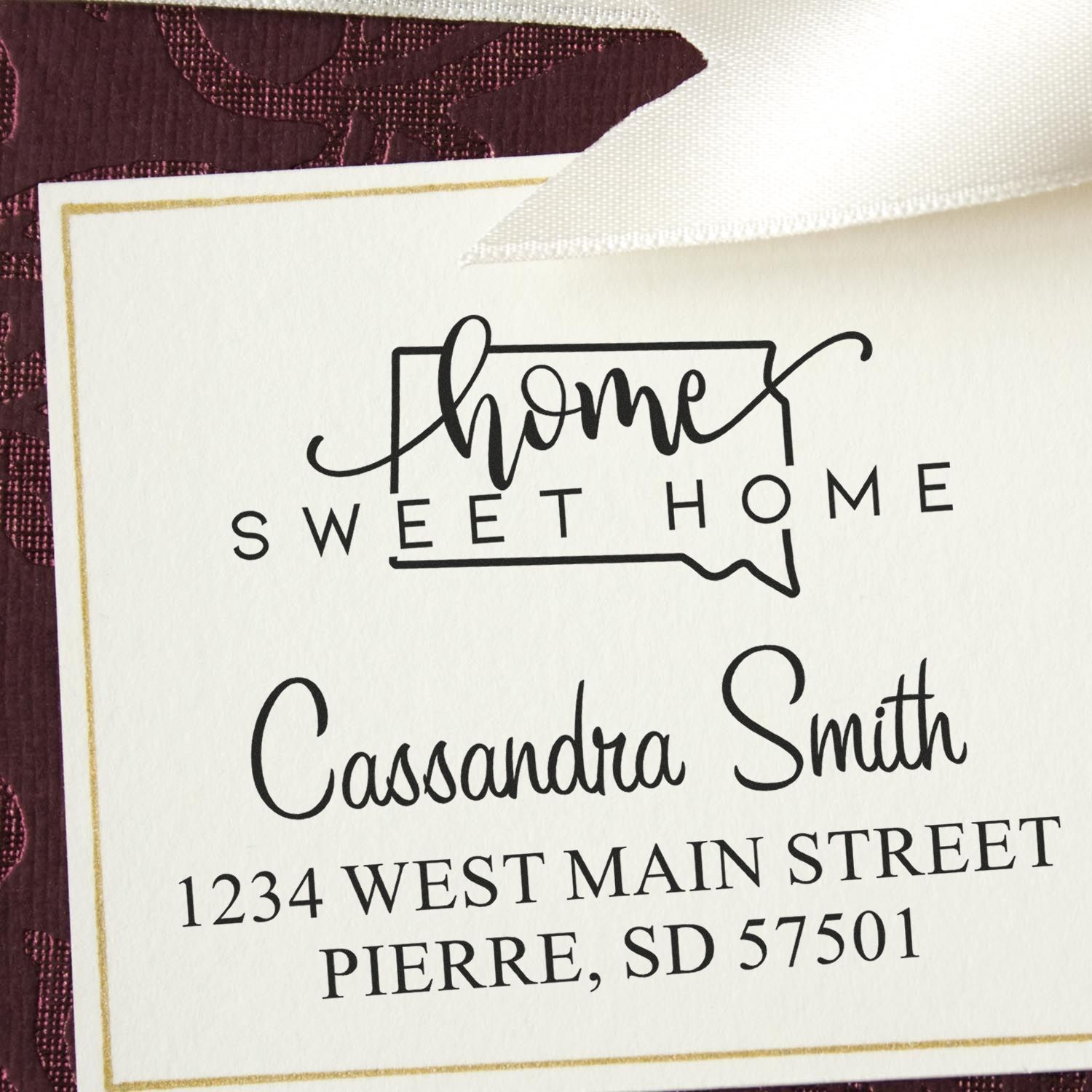 Wood Handle Home Sweet Home South Dakota Custom Address Stamper - Engineer Seal Stamps