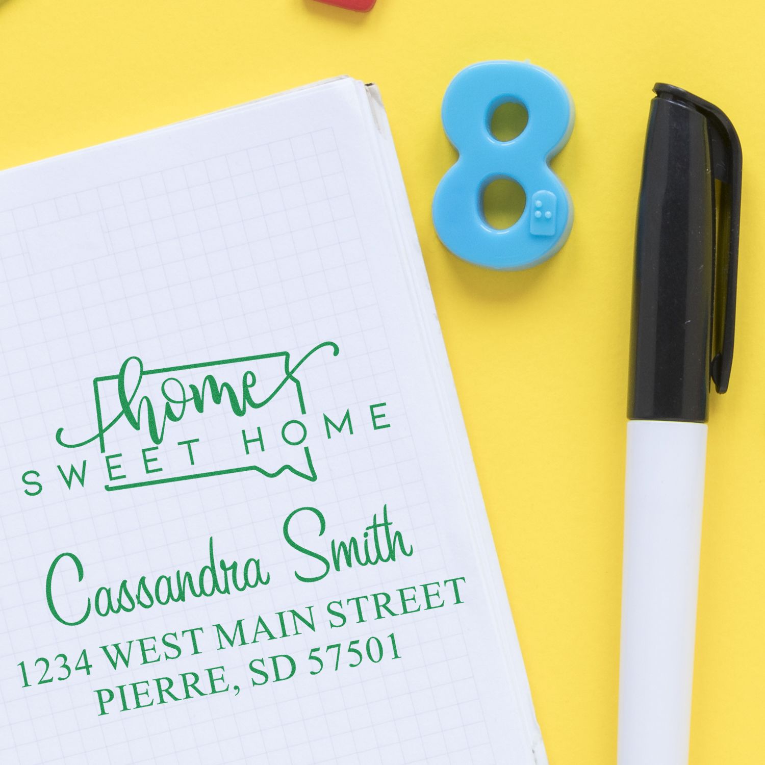 PSI Pre-Inked Home Sweet Home South Dakota Custom Home Address Rubber Stamp - Engineer Seal Stamps