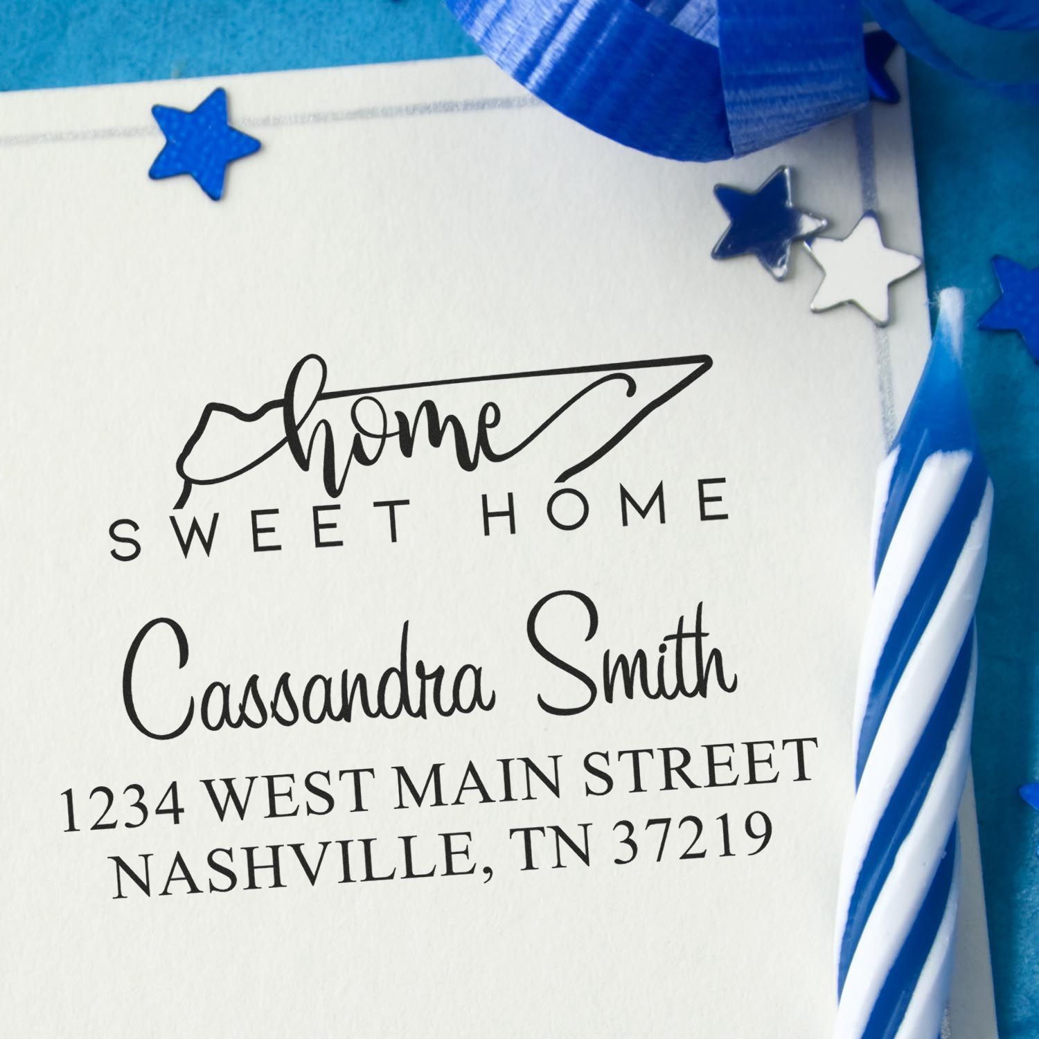 Slim Home Sweet Home Tennessee Custom Mailing Address Pre-Inked Stamp - Engineer Seal Stamps